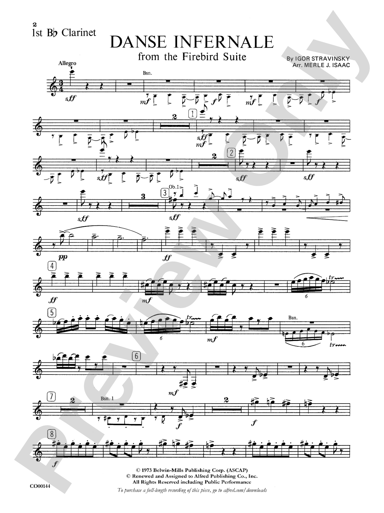 Danse Infernale: 1st B-flat Clarinet