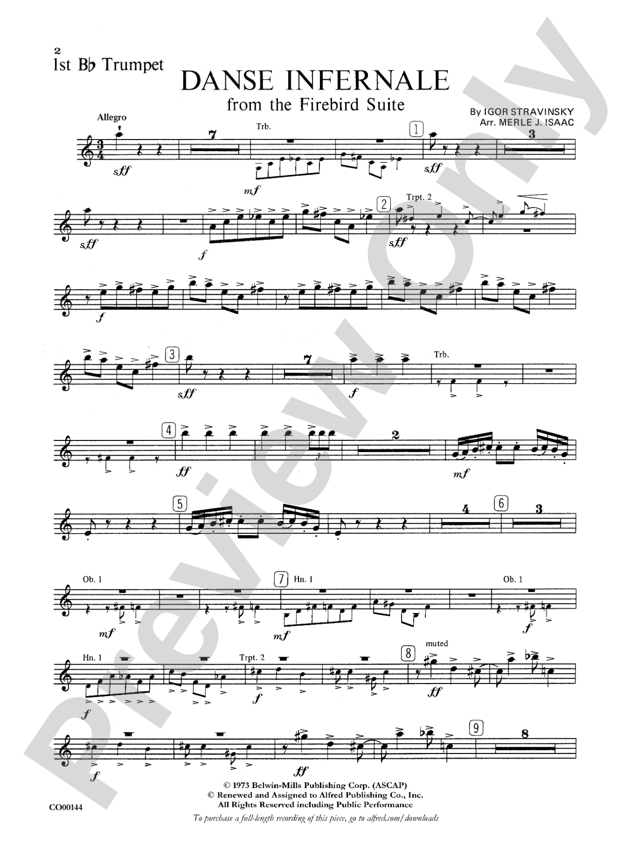 Danse Infernale: 1st B-flat Trumpet