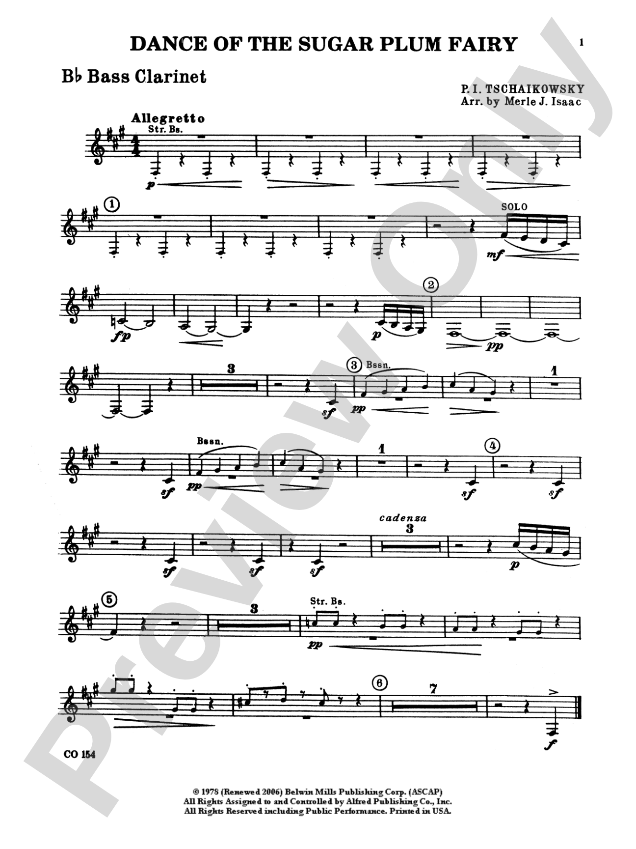 Nutcracker Ballet, Set I ("Dance of the Sugar Plum Fairy" and "Waltz of the Flowers"): B-flat Bass Clarinet