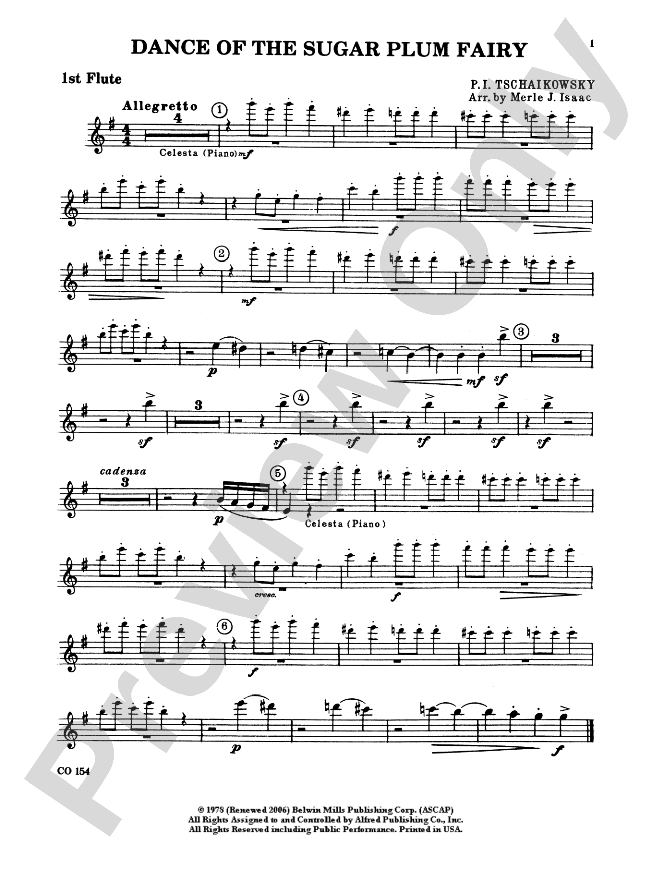 Nutcracker Ballet, Set I ("Dance of the Sugar Plum Fairy" and "Waltz of the Flowers"): Flute