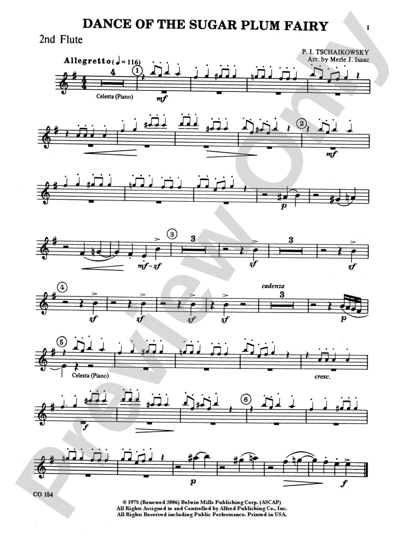 Nutcracker Ballet, Set I ("Dance of the Sugar Plum Fairy" and "Waltz of the Flowers"): 2nd Flute