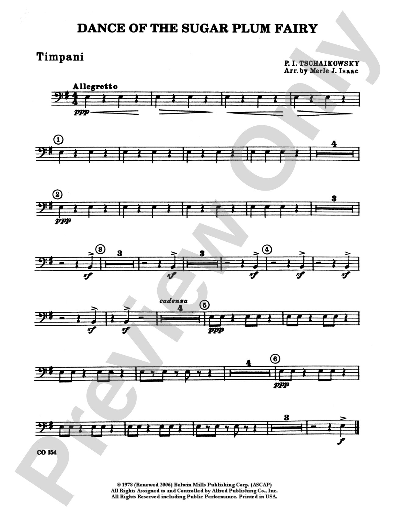 Nutcracker Ballet, Set I ("Dance of the Sugar Plum Fairy" and "Waltz of the Flowers"): Timpani