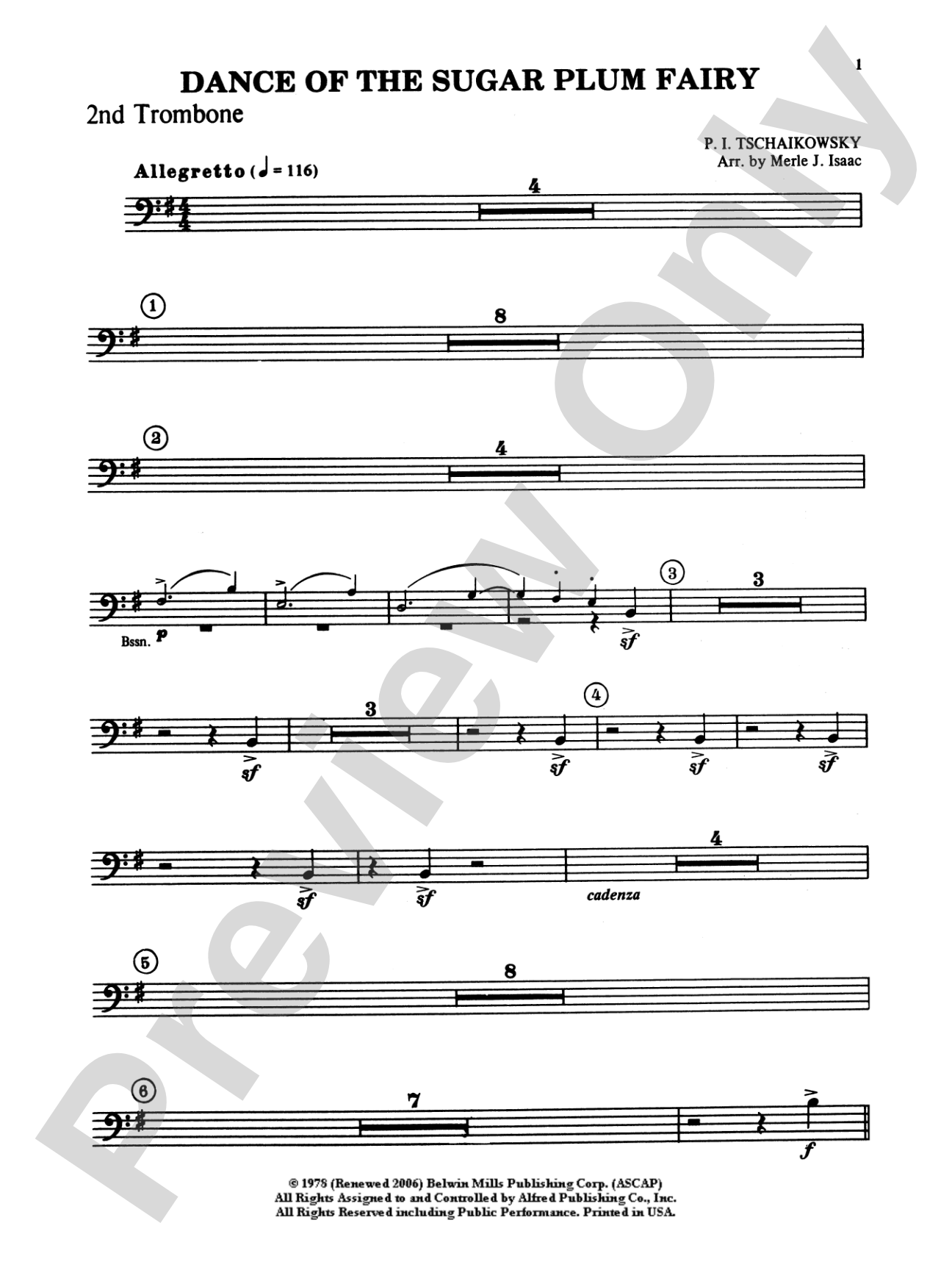 Nutcracker Ballet, Set I ("Dance of the Sugar Plum Fairy" and "Waltz of the Flowers"): 2nd Trombone
