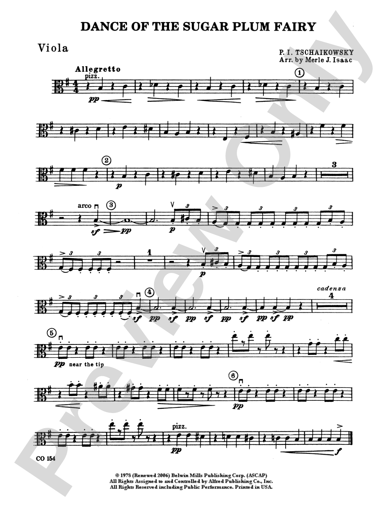 Nutcracker Ballet, Set I ("Dance of the Sugar Plum Fairy" and "Waltz of the Flowers"): Viola