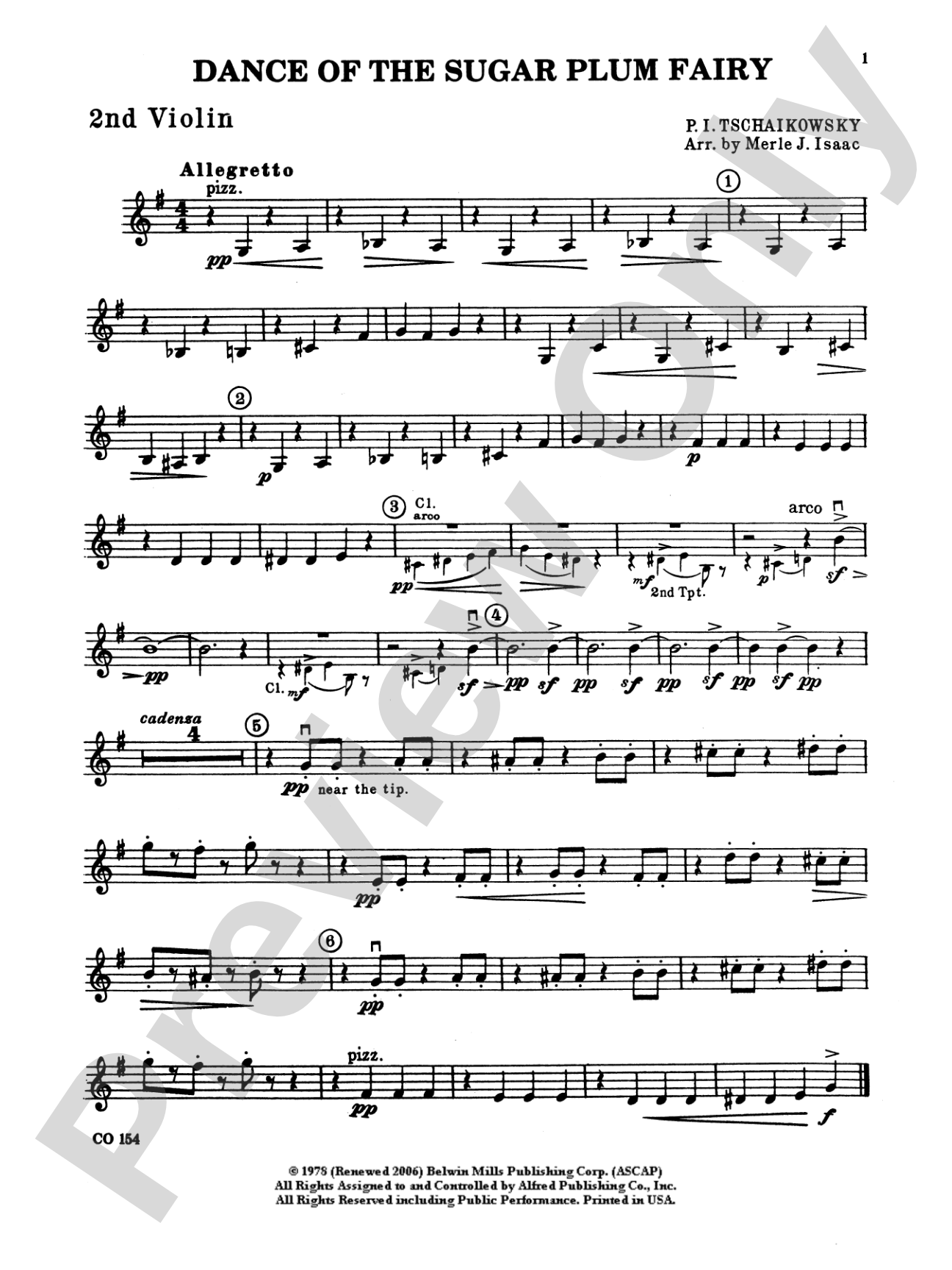 Nutcracker Ballet, Set I ("Dance of the Sugar Plum Fairy" and "Waltz of the Flowers"): 2nd Violin