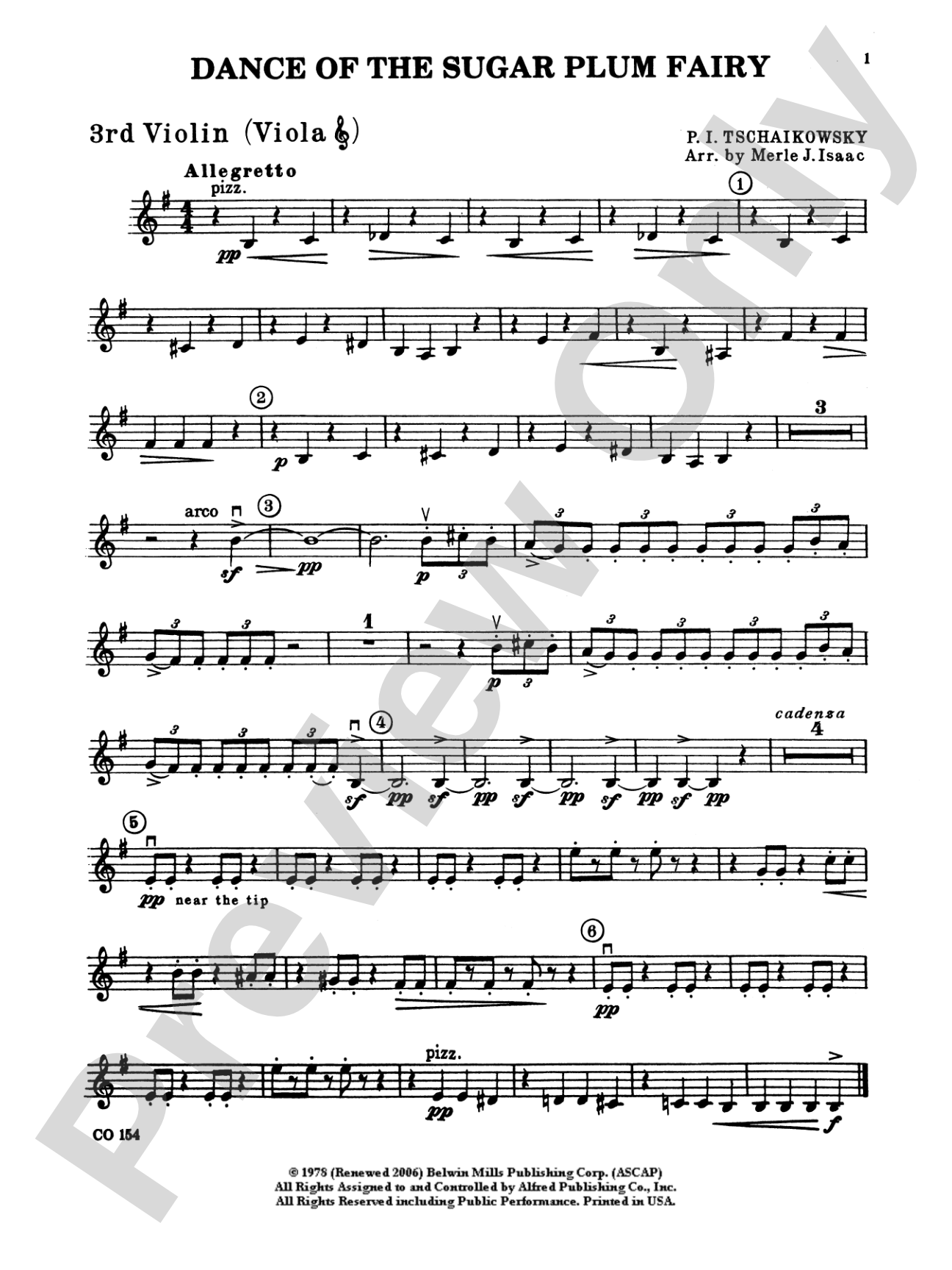 Nutcracker Ballet, Set I ("Dance of the Sugar Plum Fairy" and "Waltz of the Flowers"): 3rd Violin (Viola [TC])