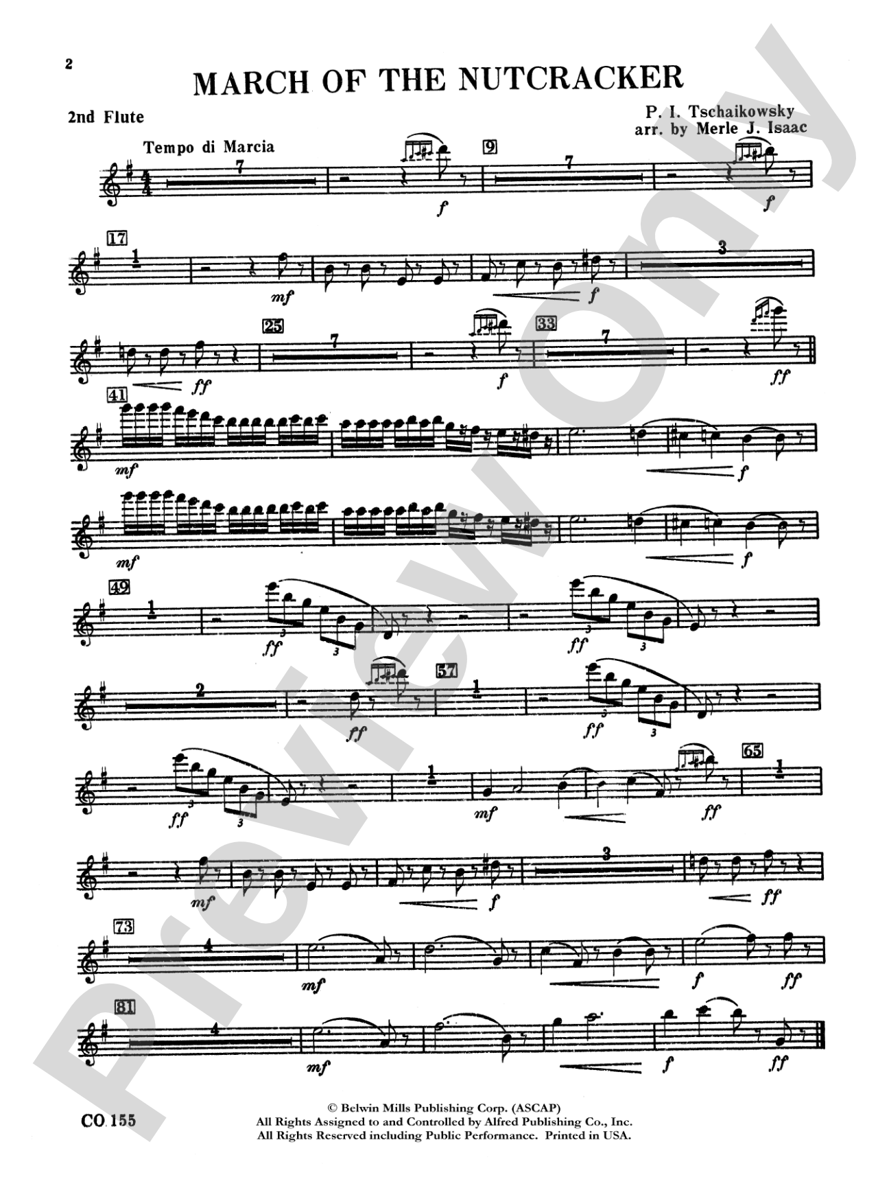 Nutcracker Ballet, Set II ("March of the Nutcracker" and "Trepak"): 2nd Flute