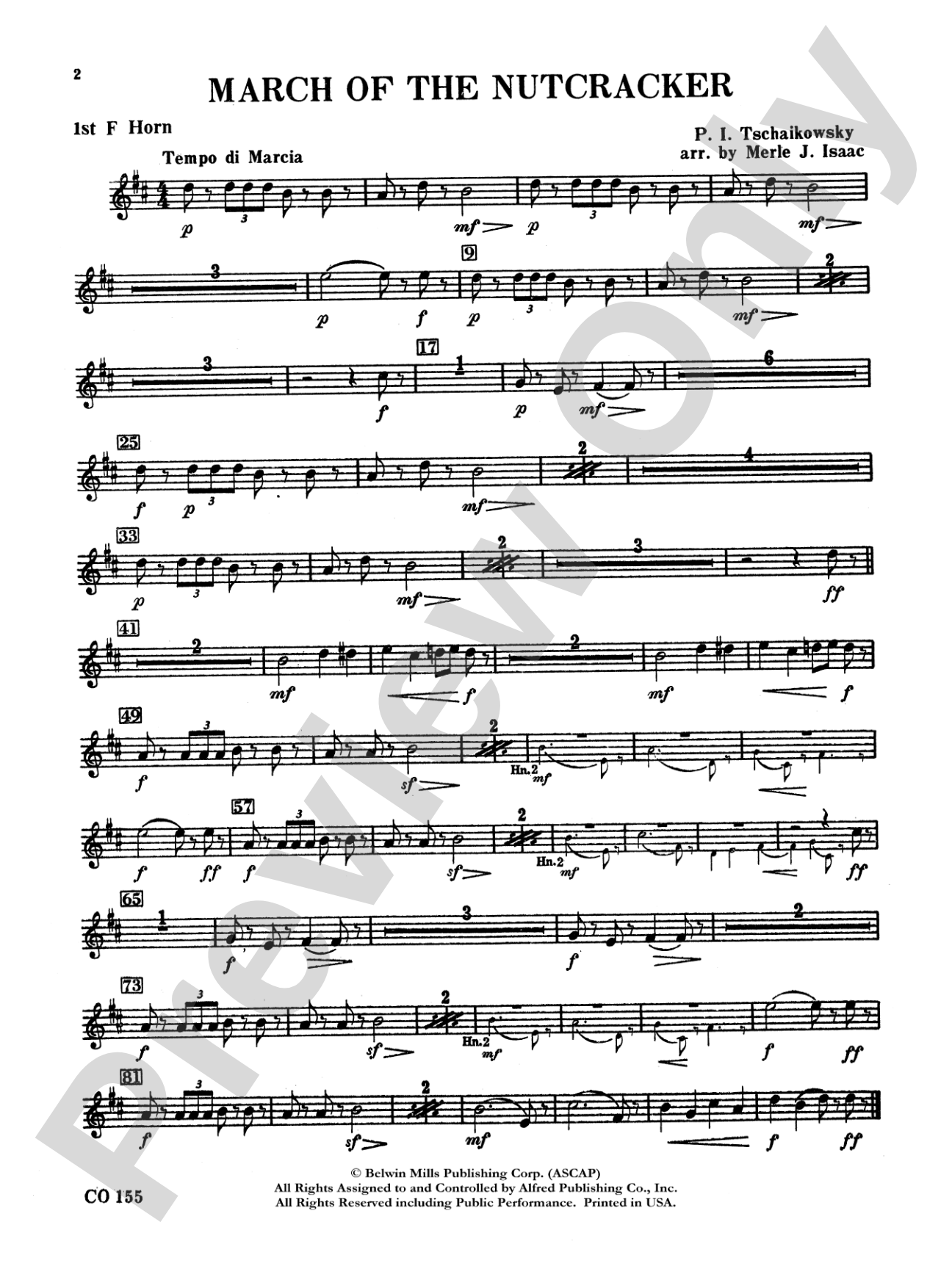 Nutcracker Ballet, Set II ("March of the Nutcracker" and "Trepak"): 1st F Horn