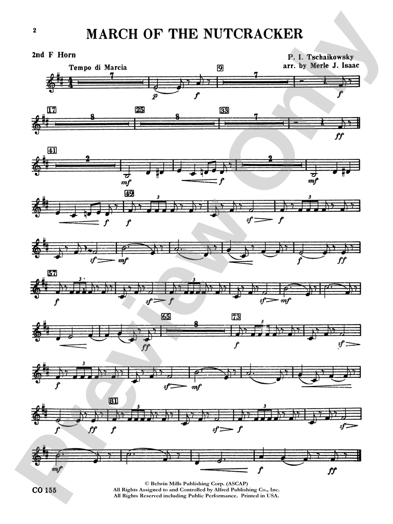 Nutcracker Ballet, Set II ("March of the Nutcracker" and "Trepak"): 2nd F Horn