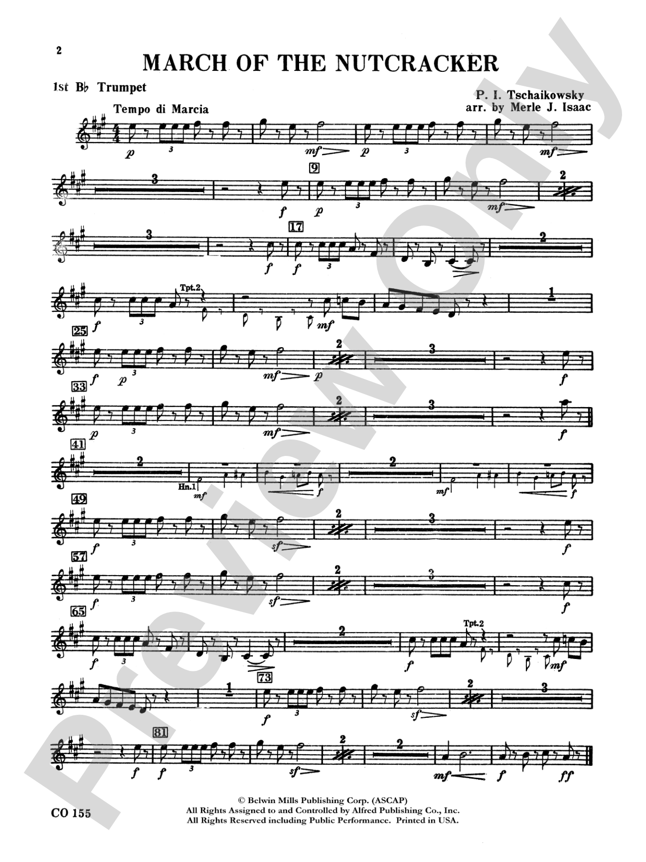 Nutcracker Ballet, Set II ("March of the Nutcracker" and "Trepak"): 1st B-flat Trumpet