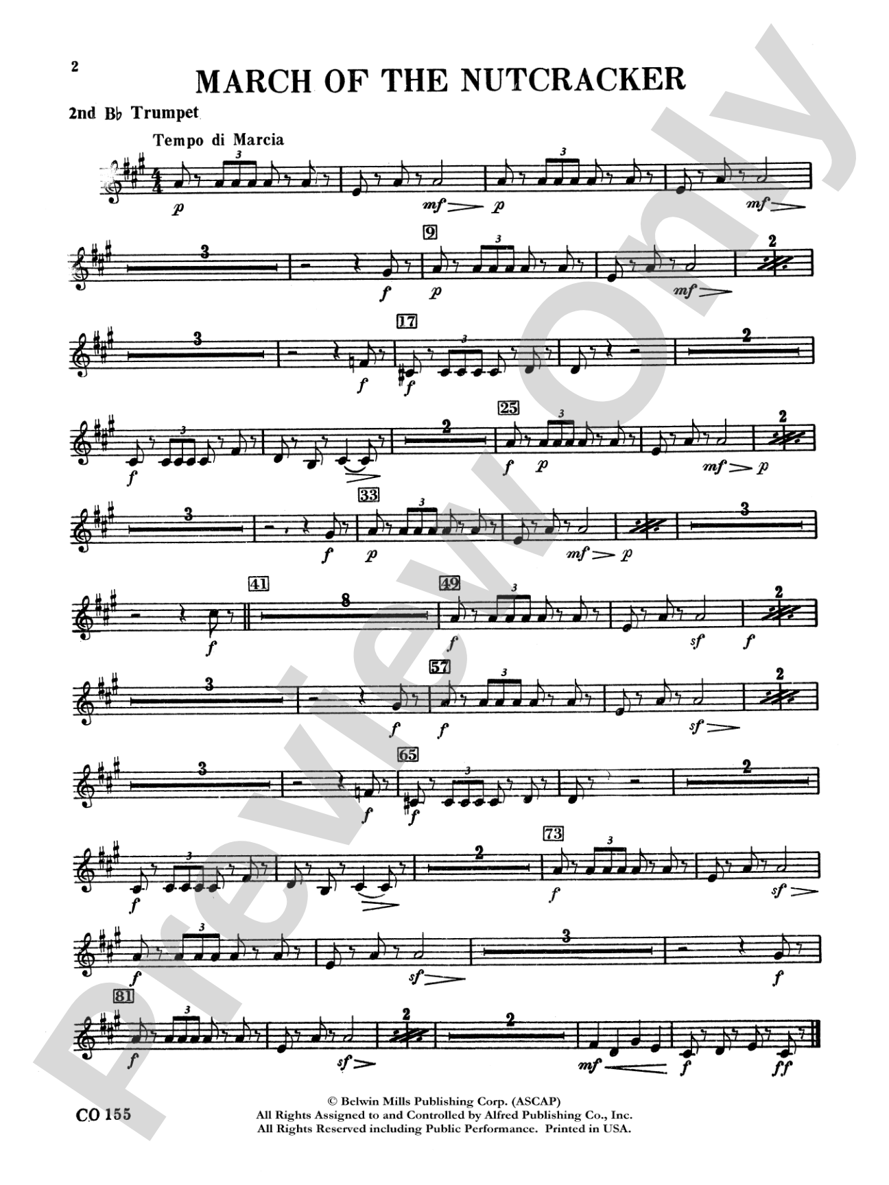 Nutcracker Ballet, Set II ("March of the Nutcracker" and "Trepak"): 2nd B-flat Trumpet