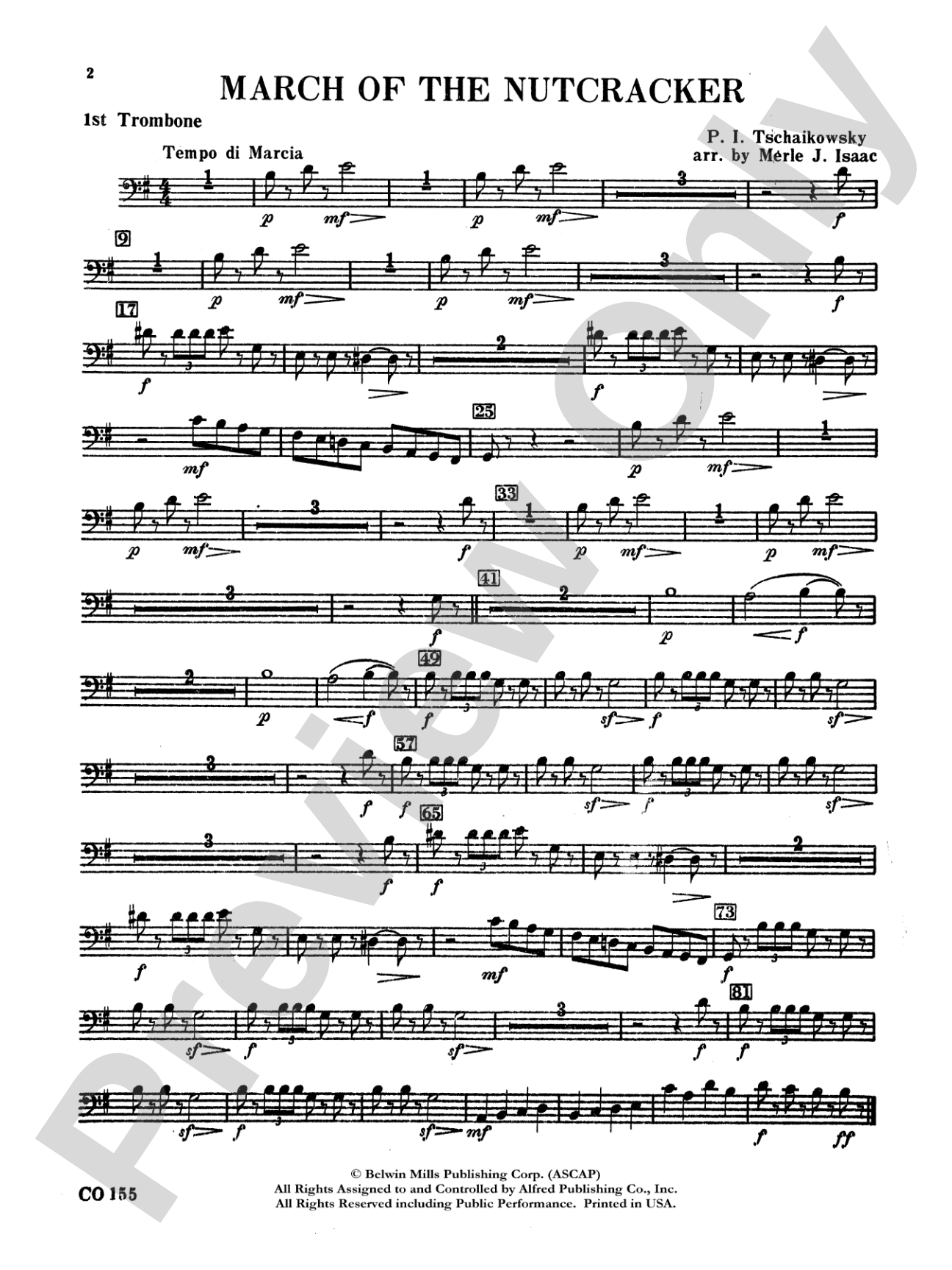 Nutcracker Ballet, Set II ("March of the Nutcracker" and "Trepak"): 1st Trombone