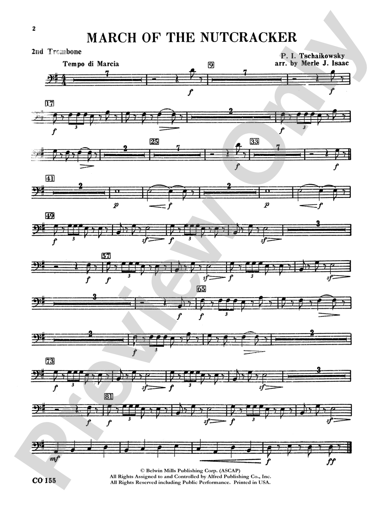 Nutcracker Ballet, Set II ("March of the Nutcracker" and "Trepak"): 2nd Trombone