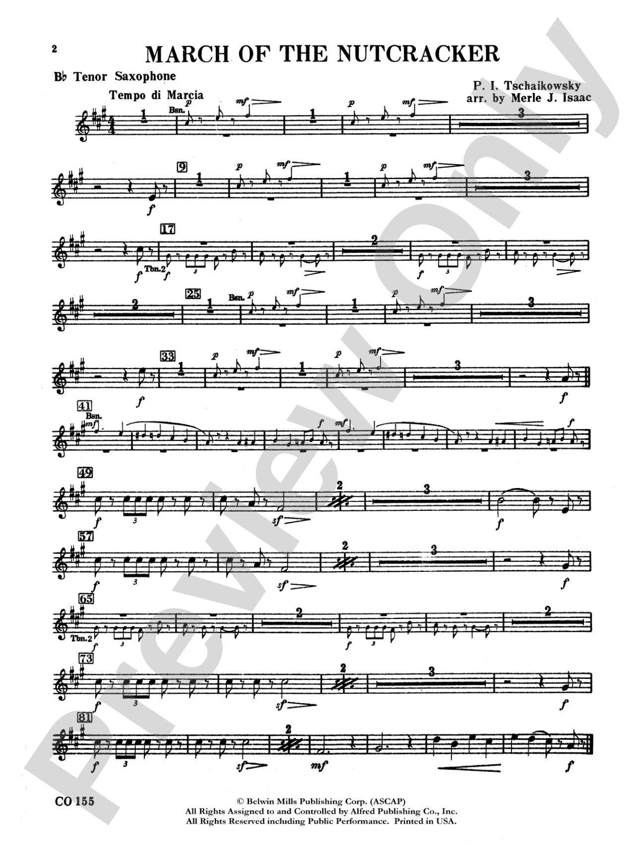 Nutcracker Ballet, Set II ("March of the Nutcracker" and "Trepak"): B-flat Tenor Saxophone