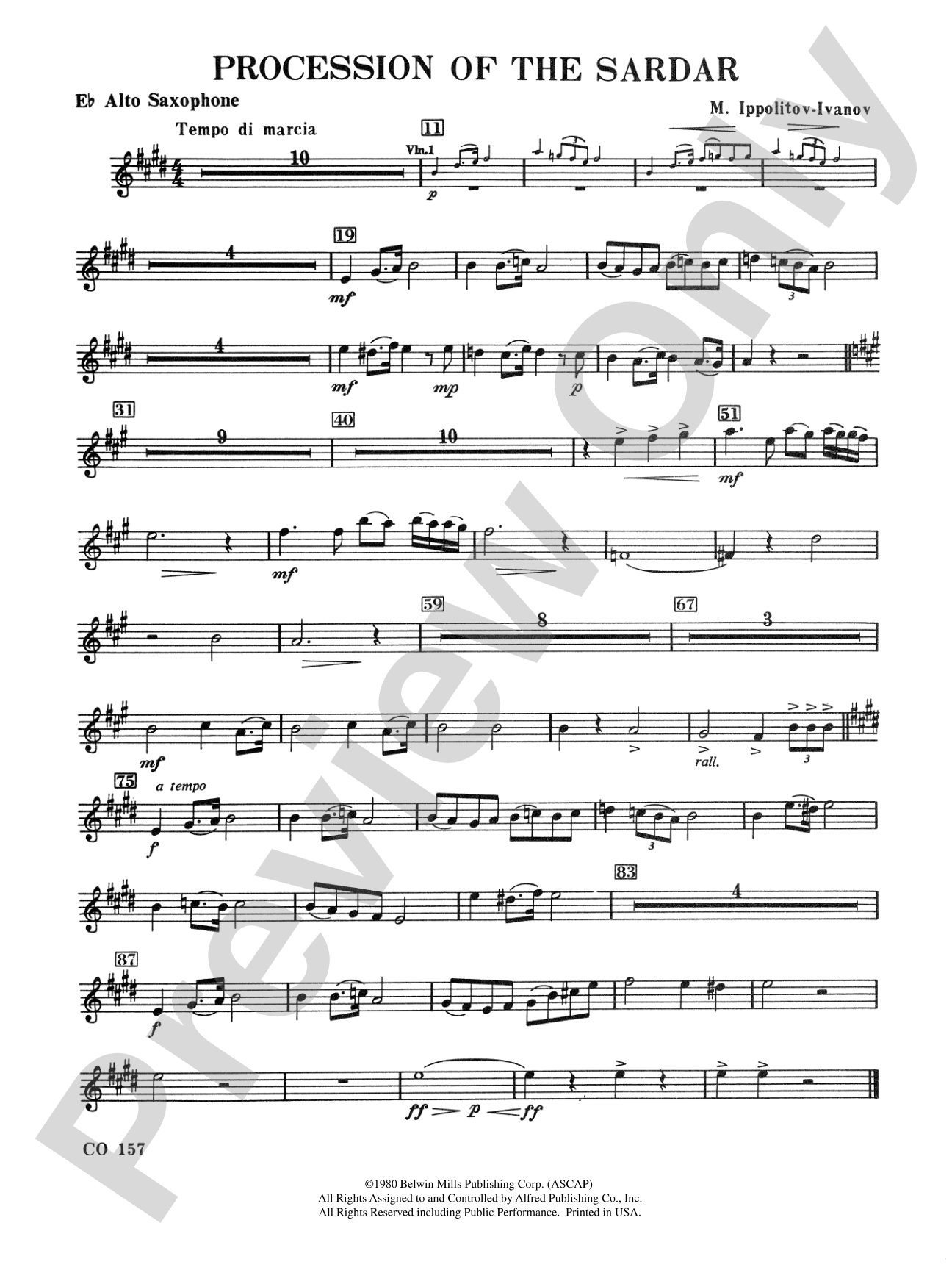 Procession of the Sardar: E-flat Alto Saxophone