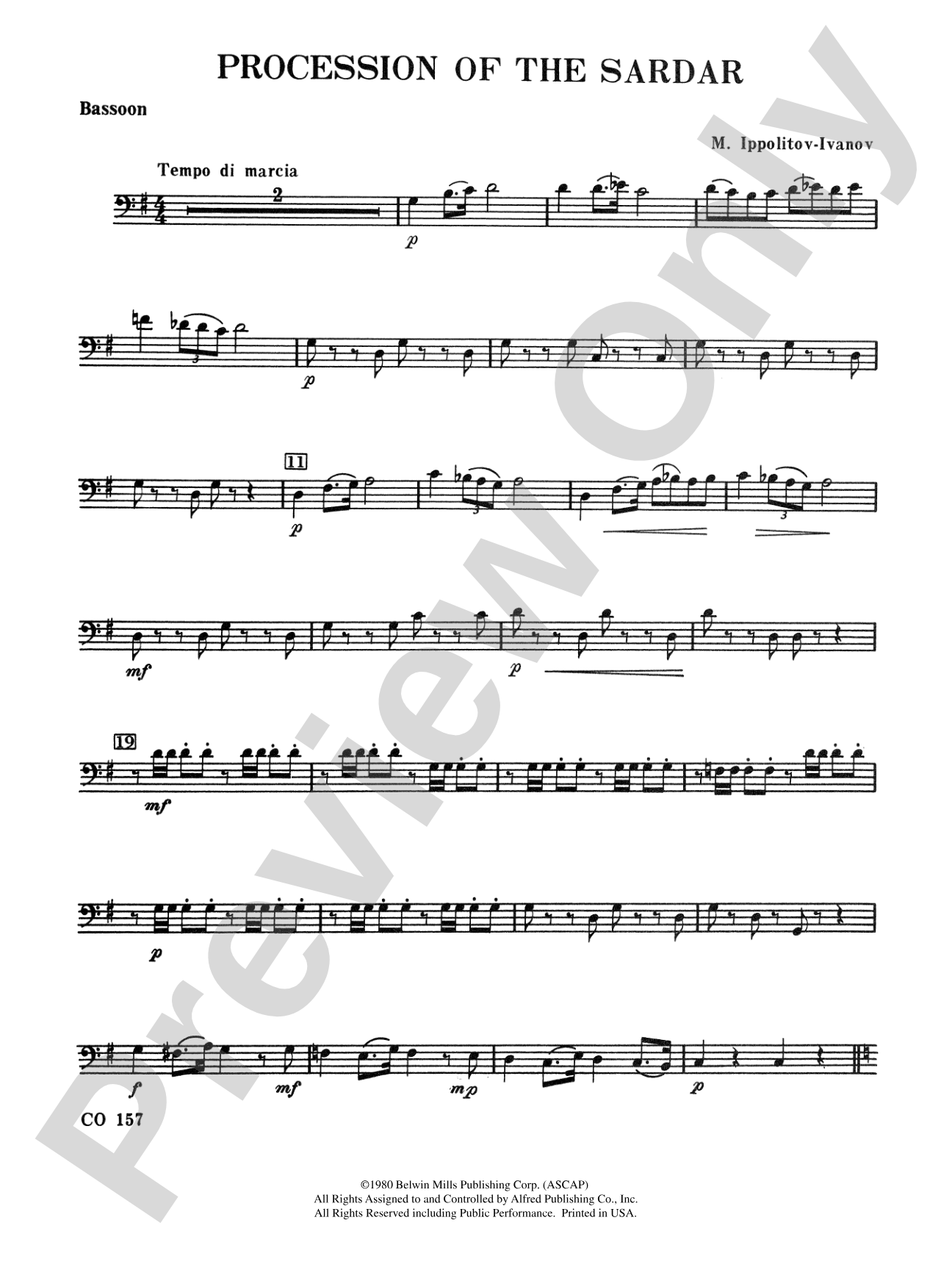 Procession of the Sardar: Bassoon