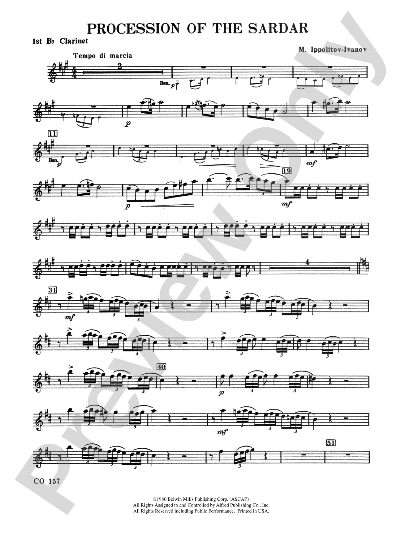 Procession of the Sardar: 1st B-flat Clarinet