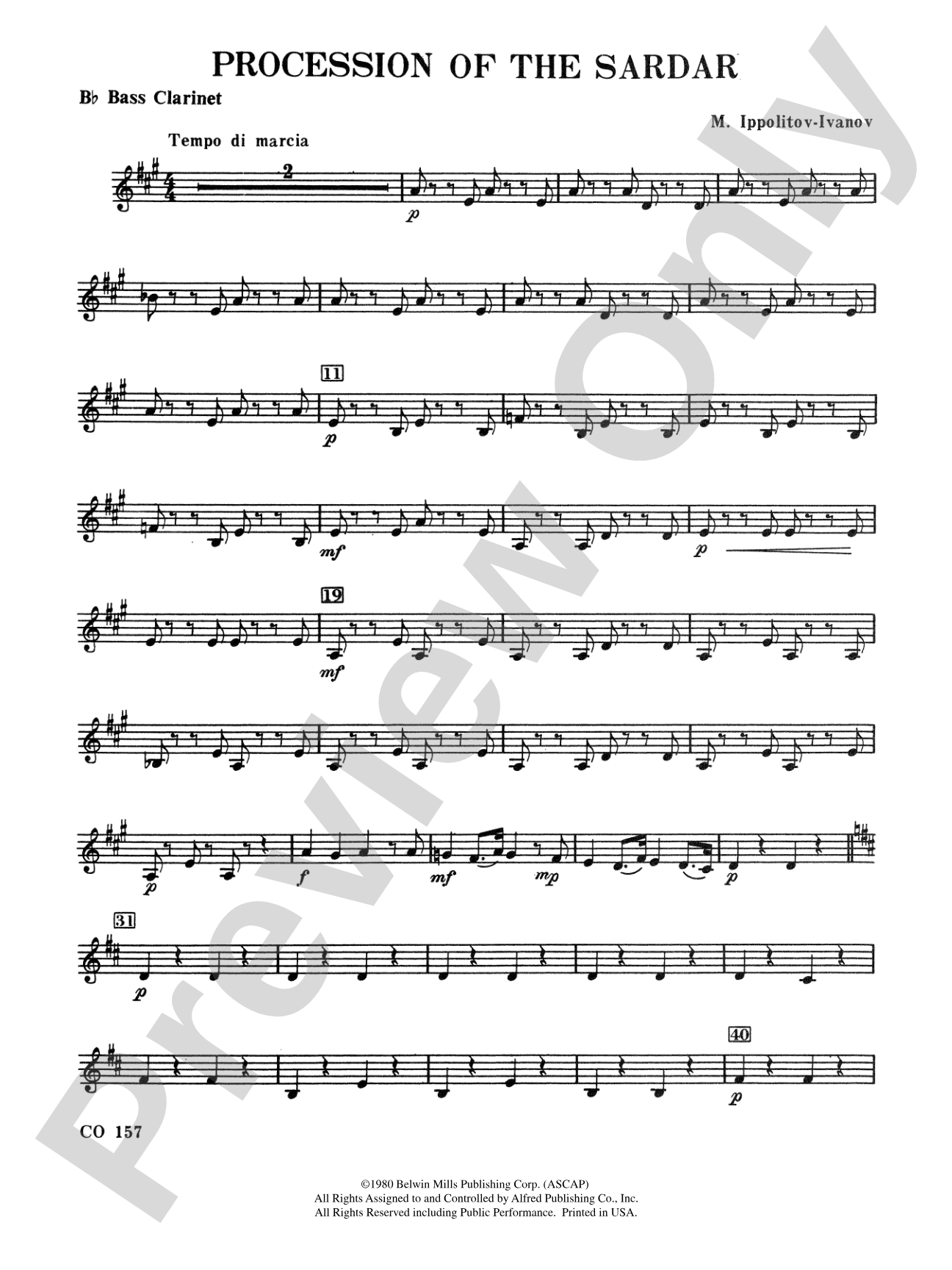 Procession of the Sardar: B-flat Bass Clarinet