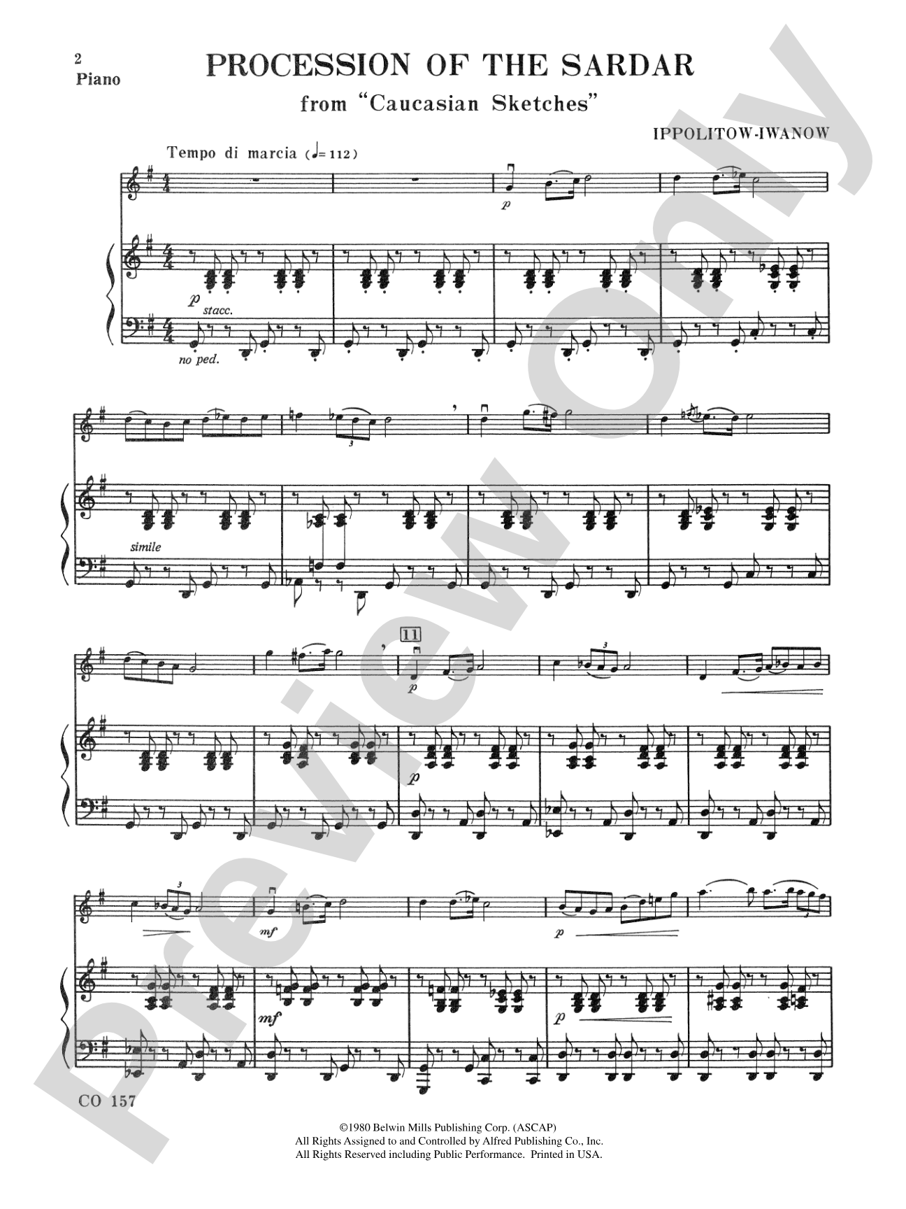 Procession of the Sardar: Piano Accompaniment