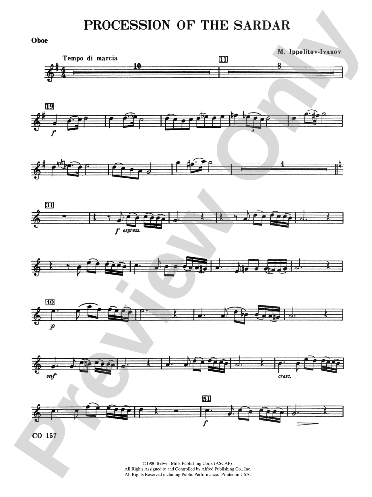 Procession of the Sardar: Oboe