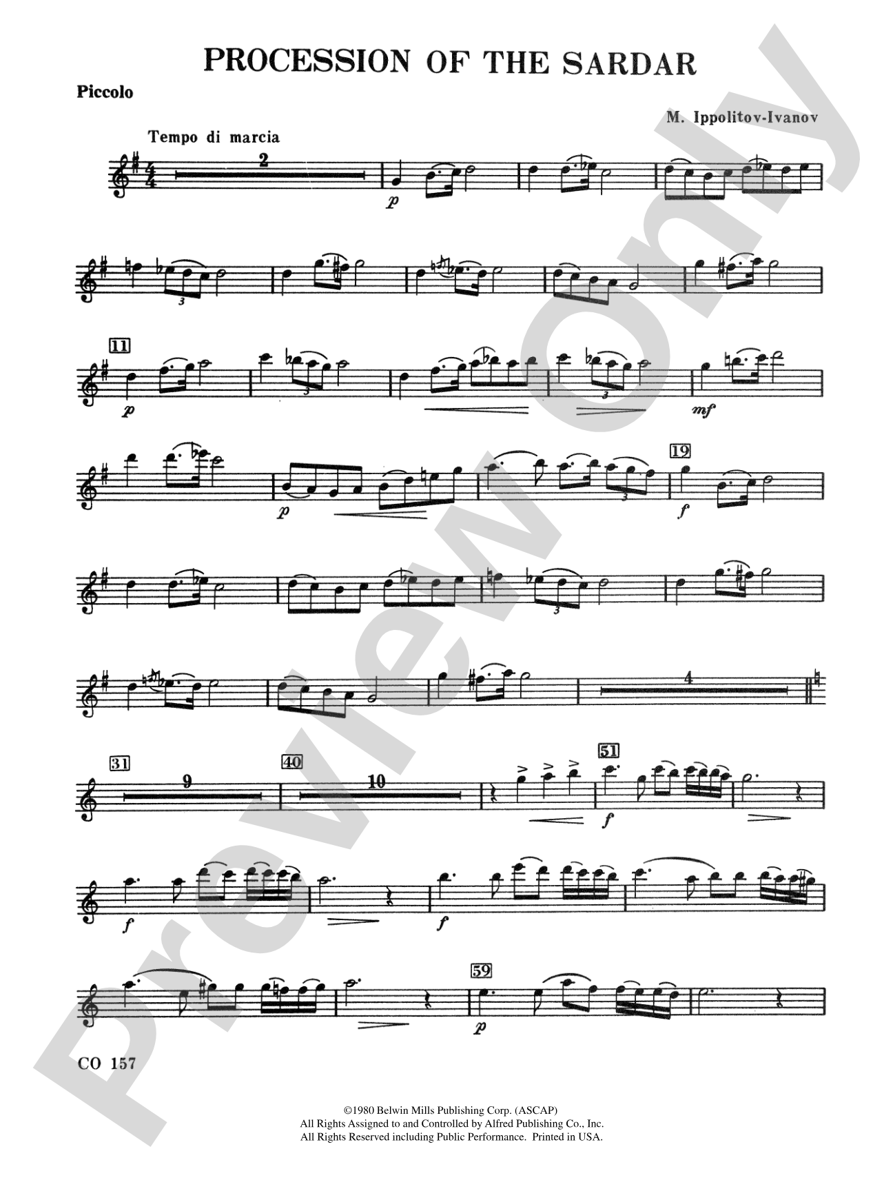 Procession of the Sardar: Piccolo