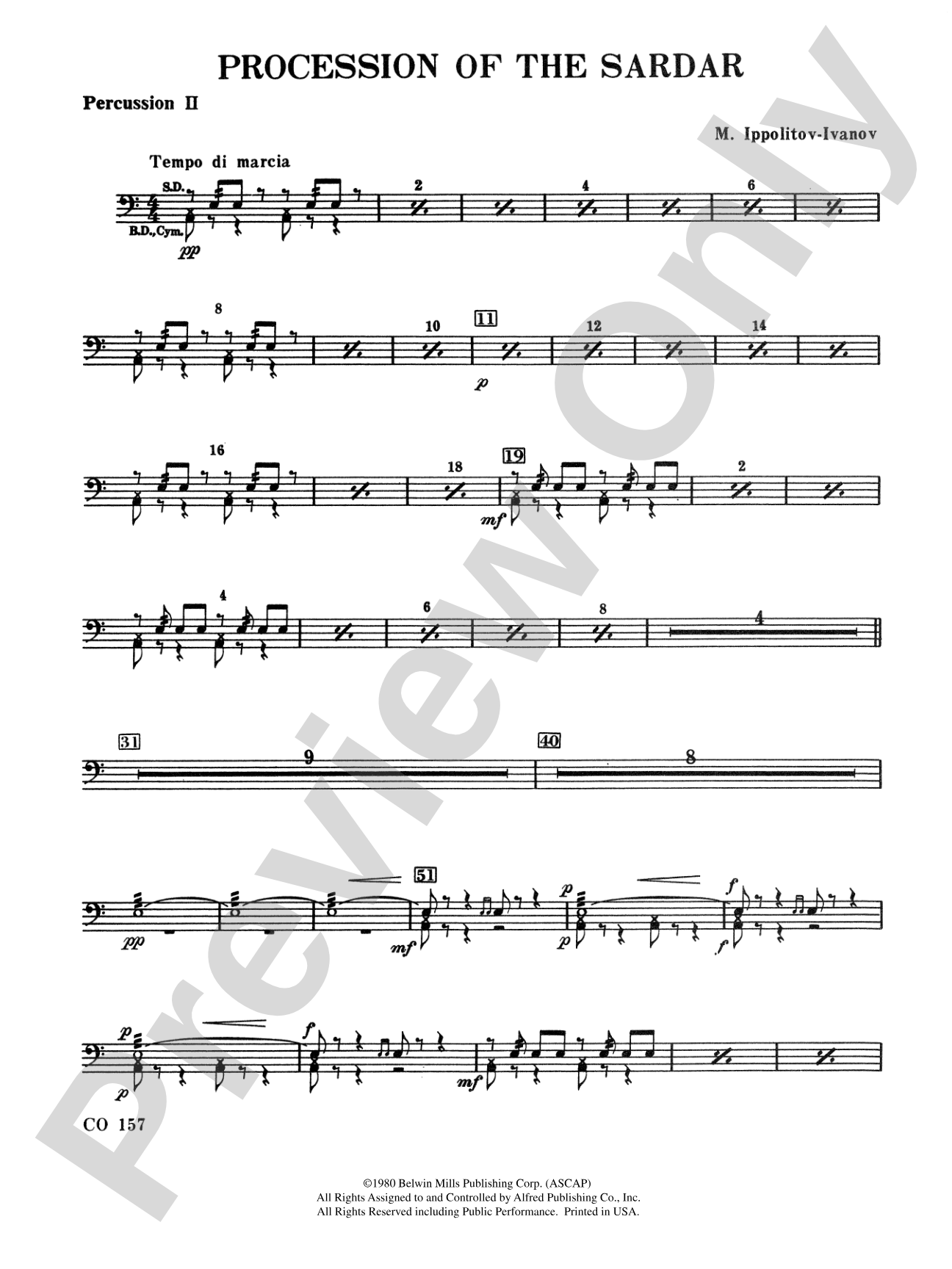 Procession of the Sardar: 2nd Percussion