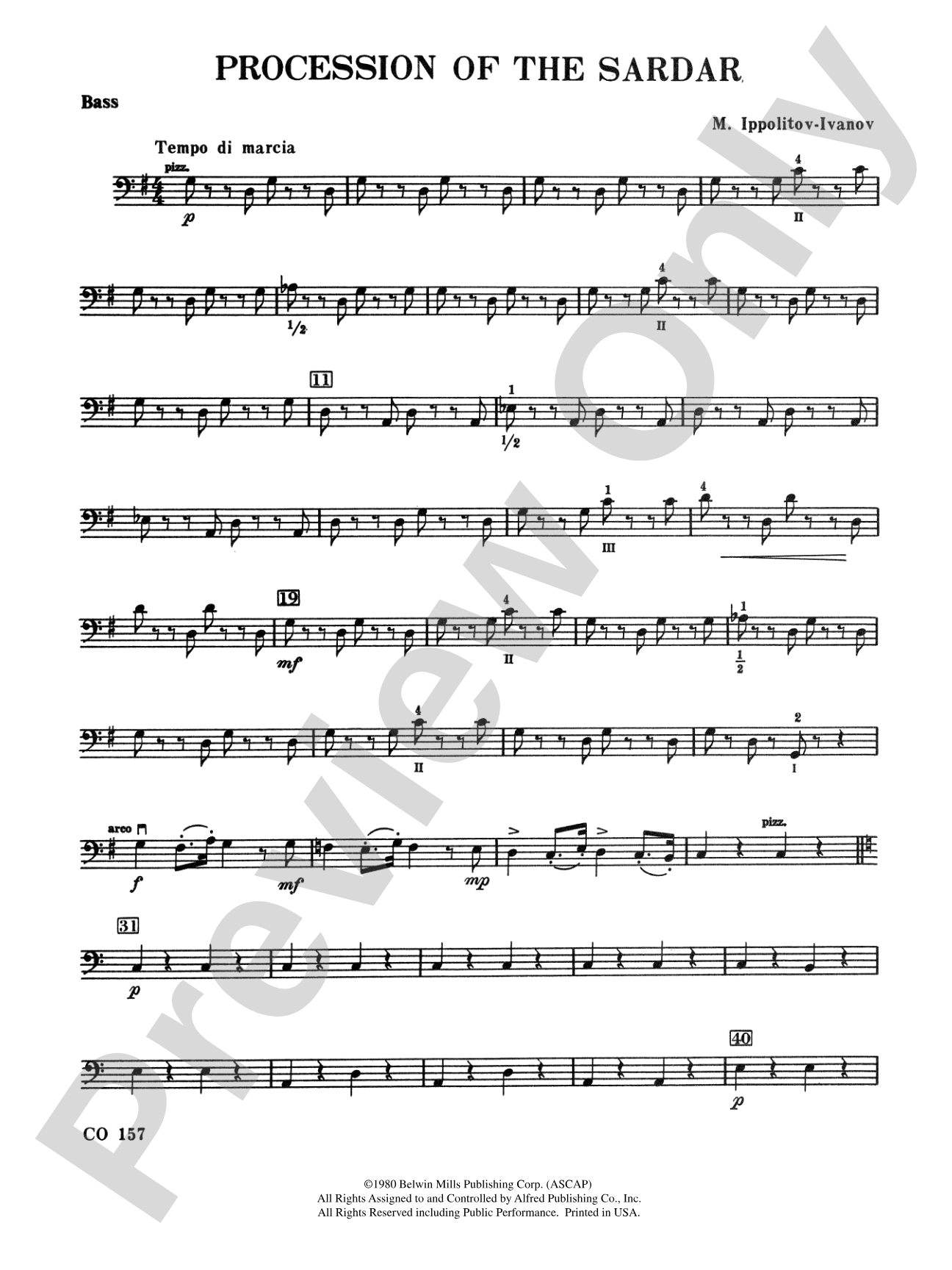 Procession of the Sardar: String Bass