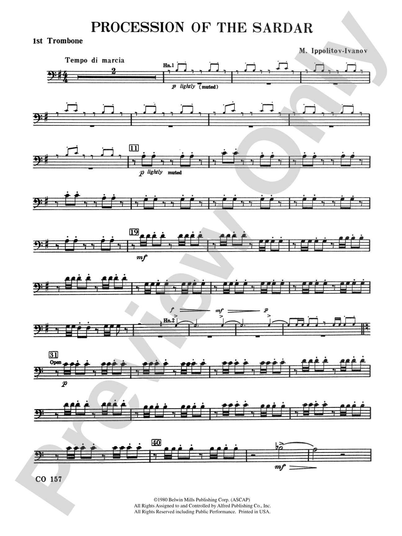 Procession of the Sardar: 1st Trombone