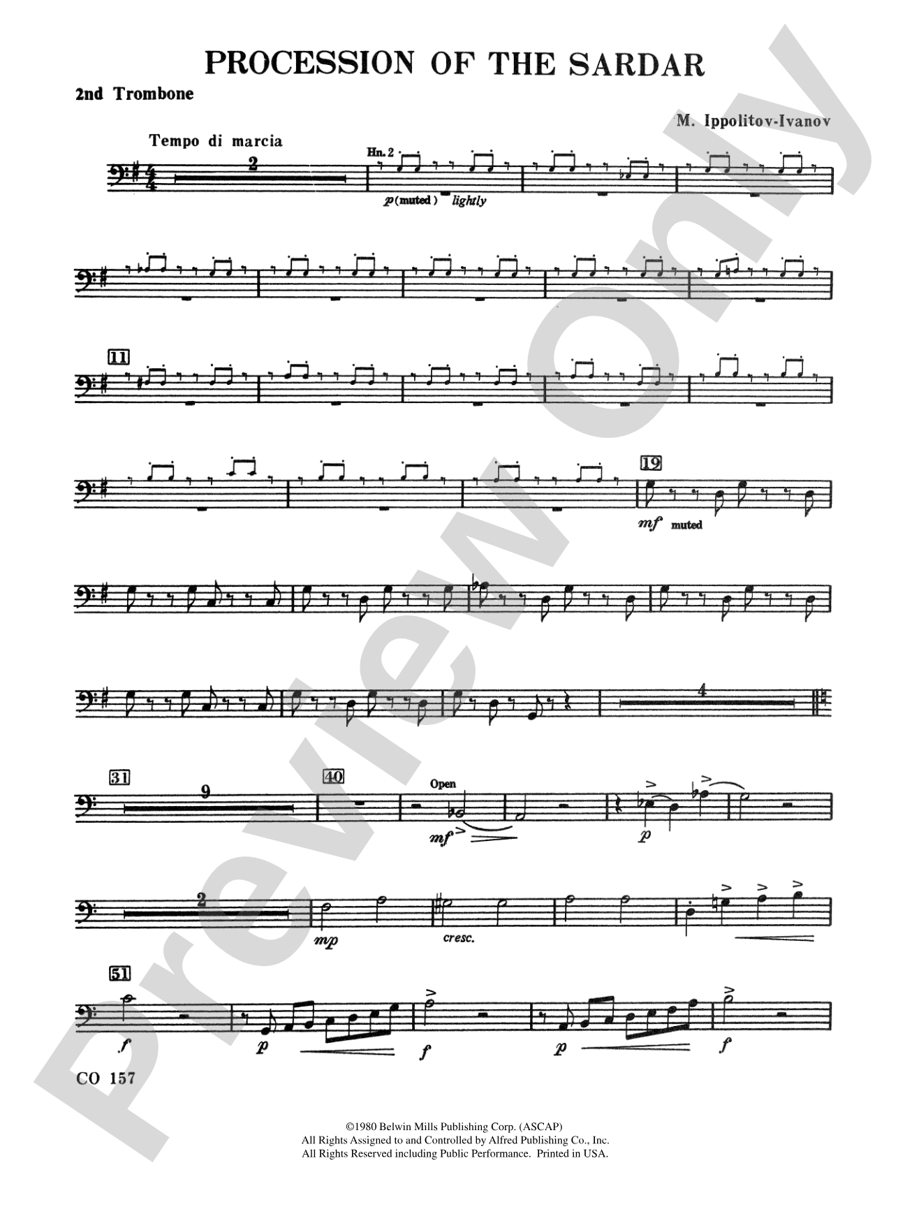 Procession of the Sardar: 2nd Trombone
