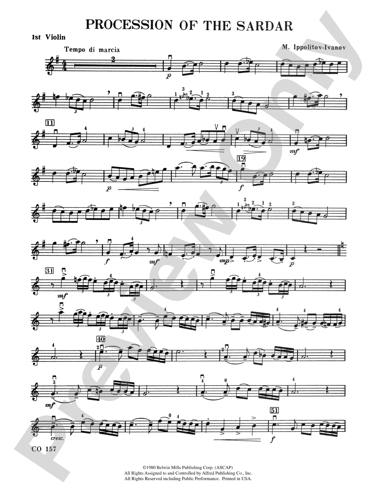 Procession of the Sardar: 1st Violin
