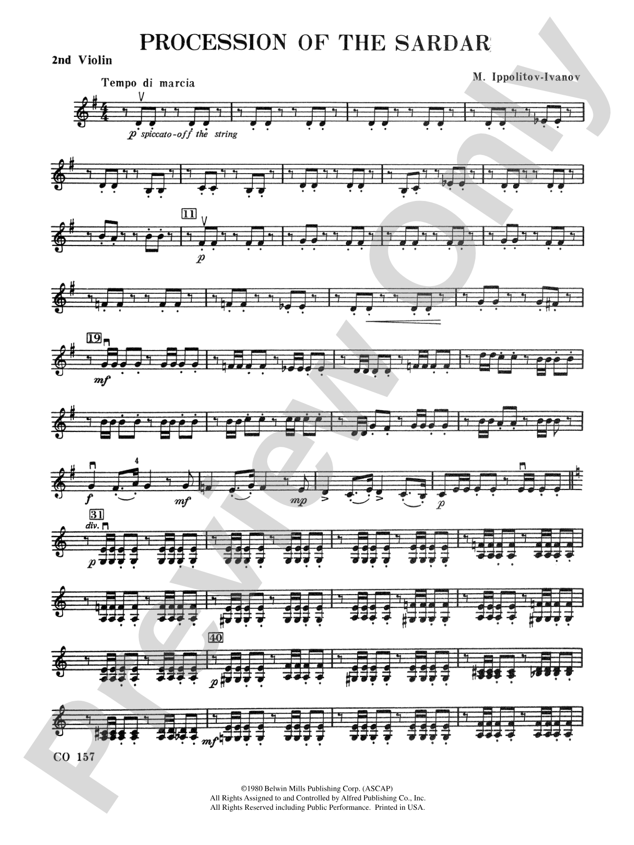 Procession of the Sardar: 2nd Violin