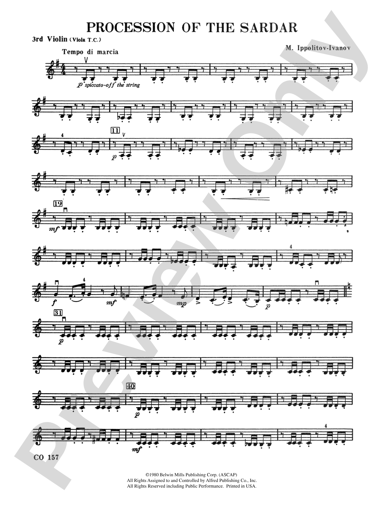 Procession of the Sardar: 3rd Violin (Viola [TC])