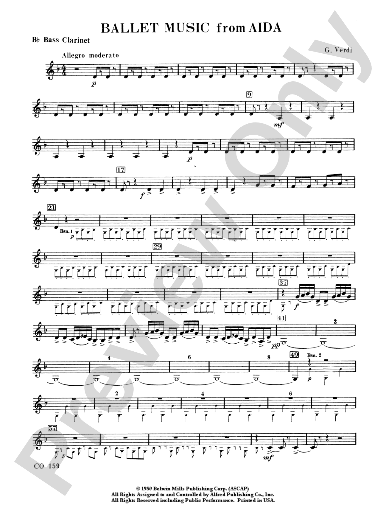 Ballet Music from Aïda: B-flat Bass Clarinet