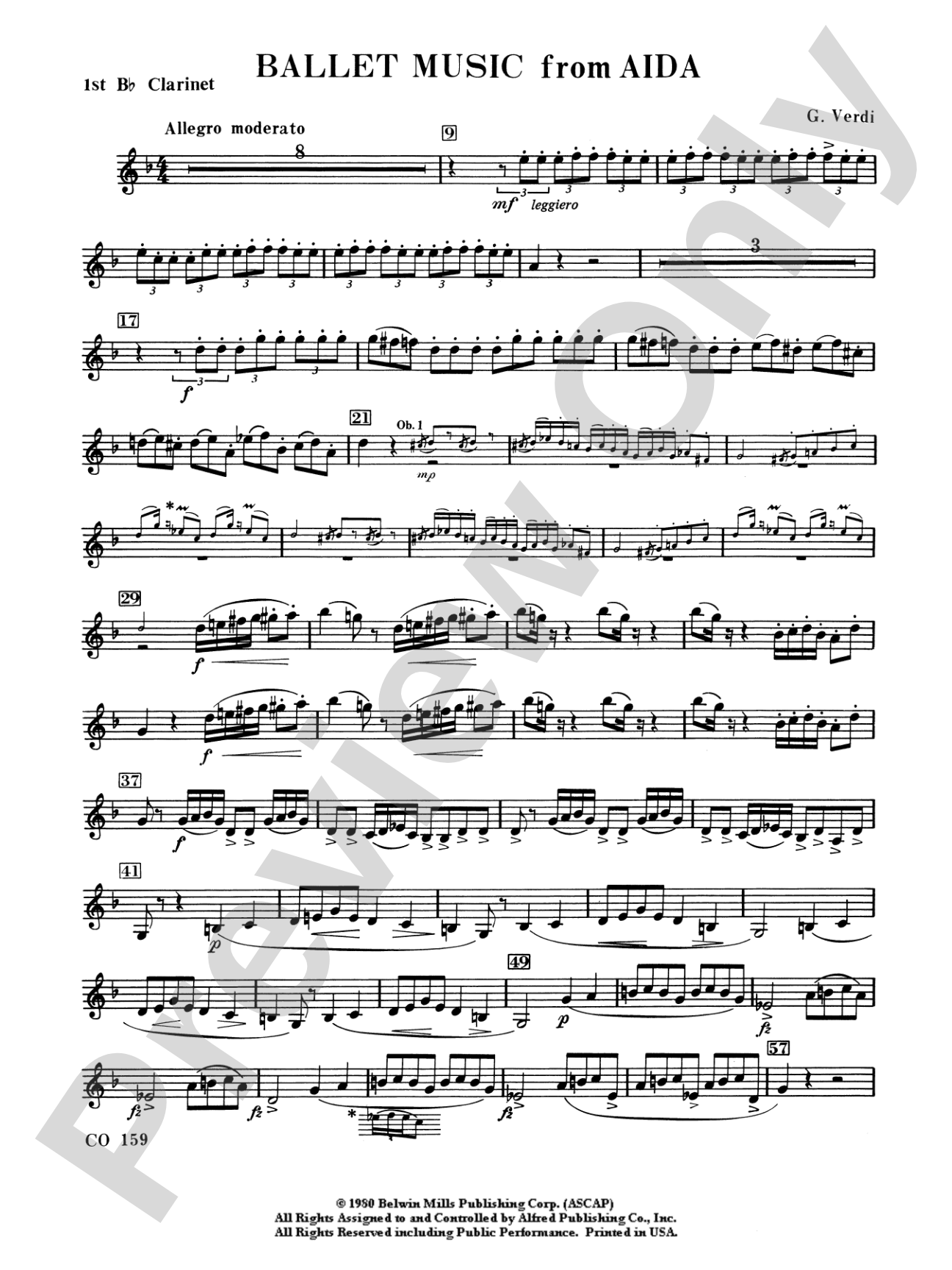 Ballet Music from Aïda: 1st B-flat Clarinet