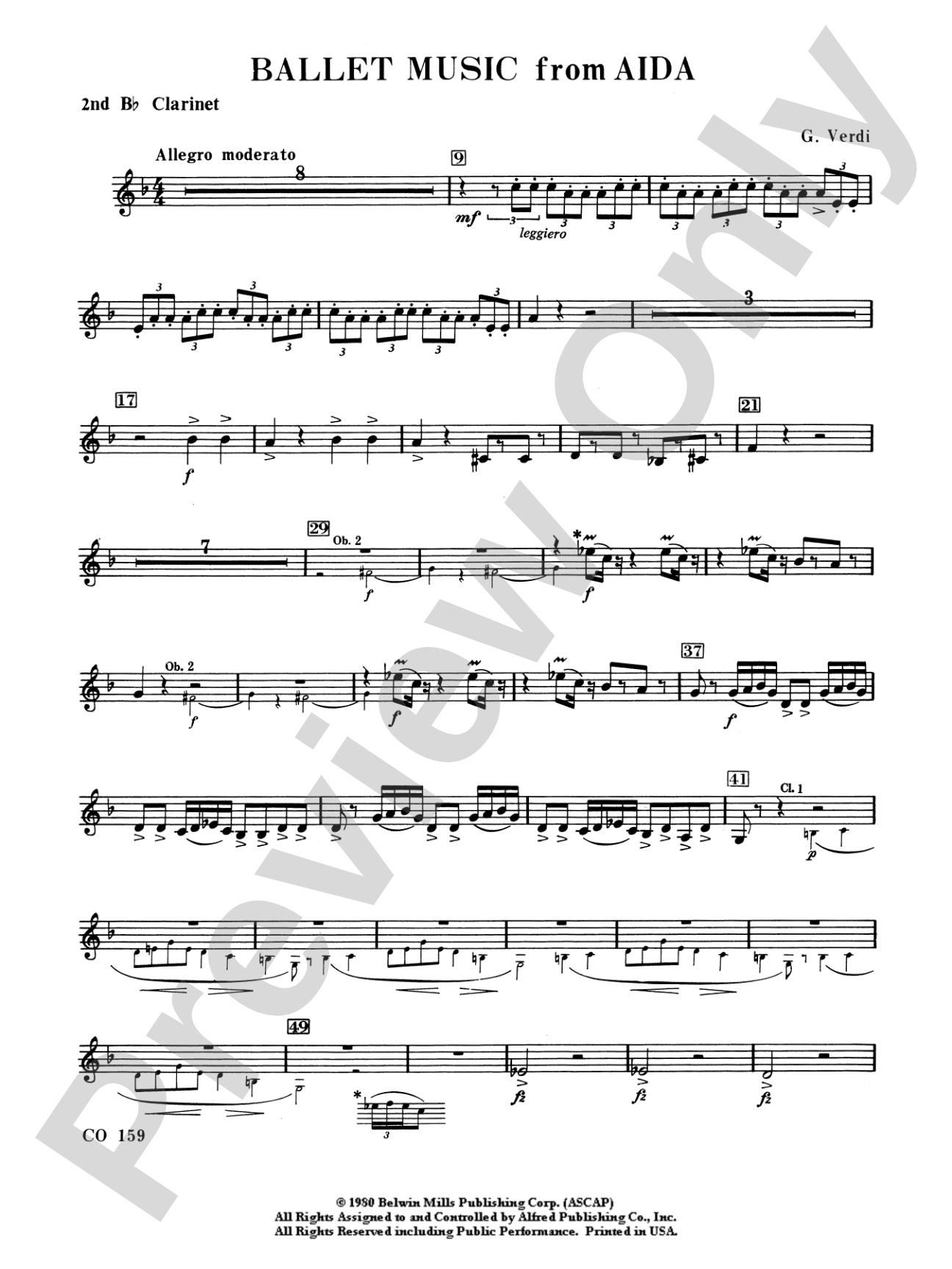 Ballet Music from Aïda: 2nd B-flat Clarinet