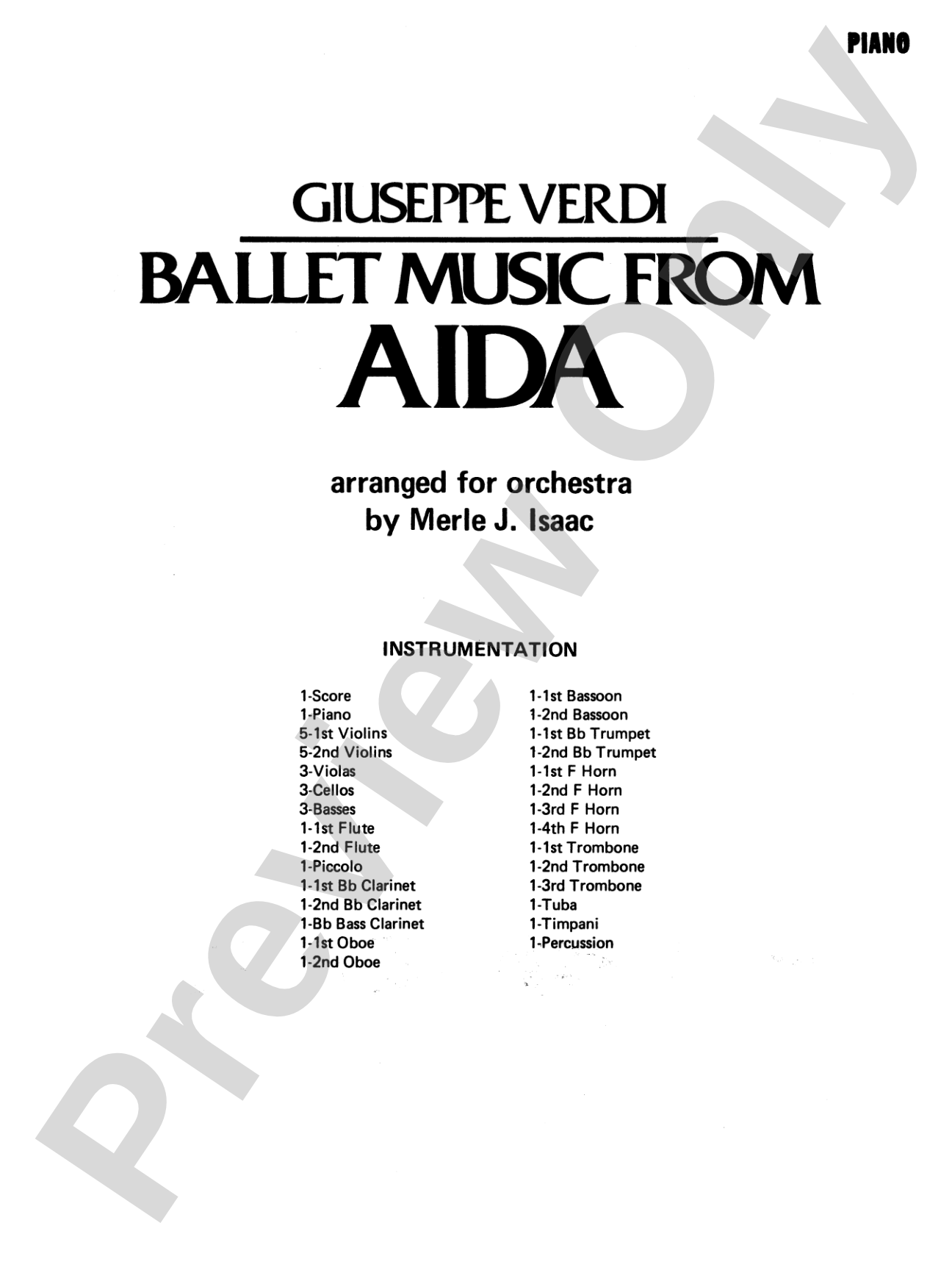 Ballet Music from Aïda: Piano Accompaniment