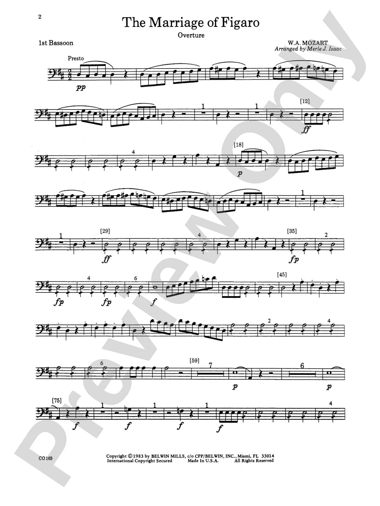 The Marriage of Figaro -- Overture: Bassoon