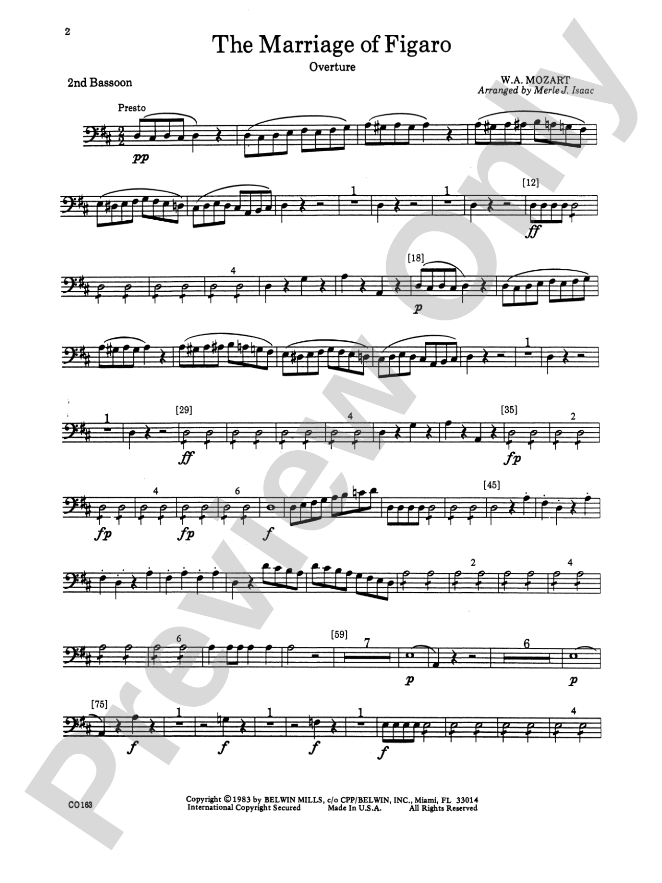 The Marriage of Figaro -- Overture: 2nd Bassoon