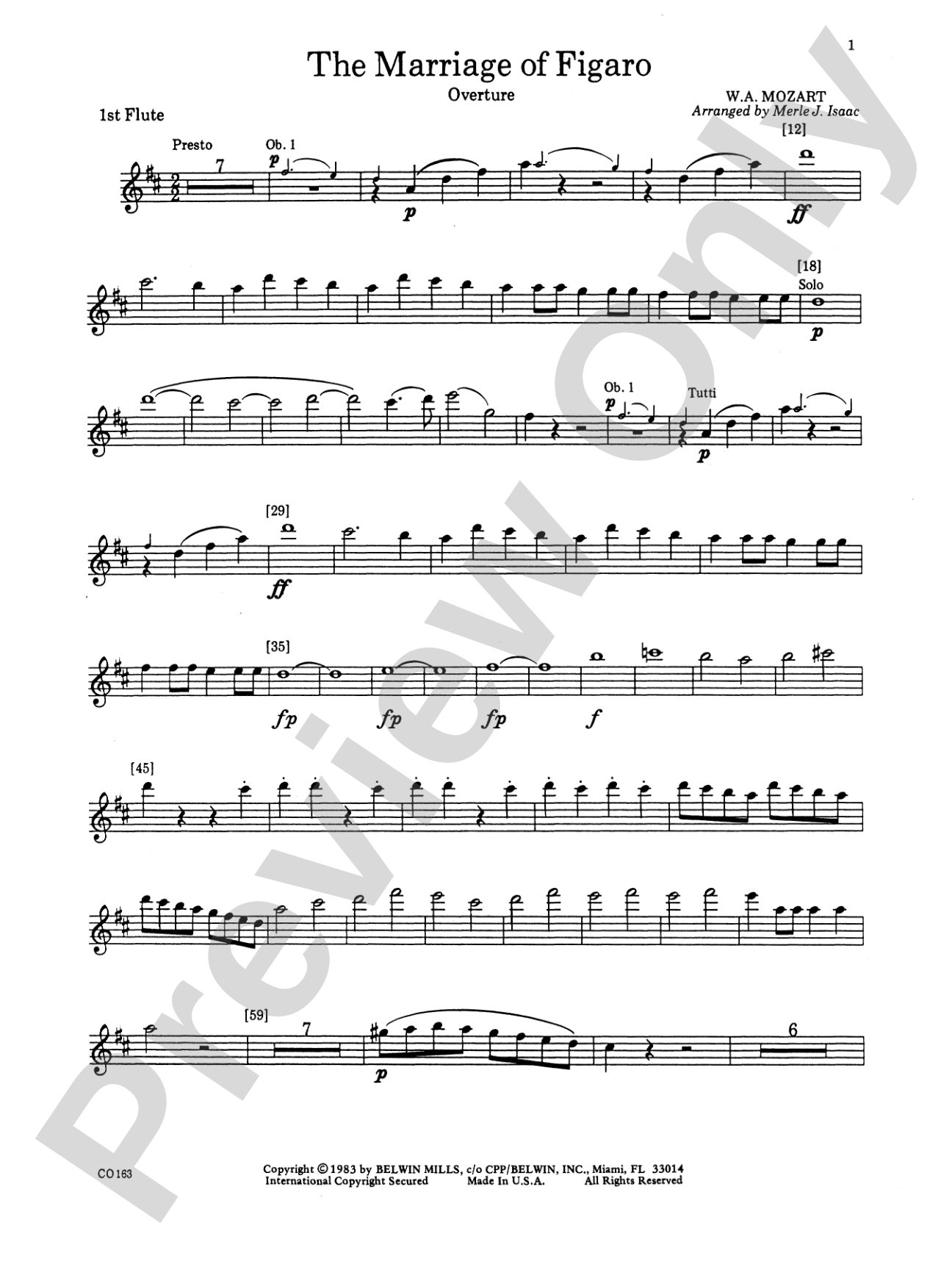 The Marriage of Figaro -- Overture: Flute