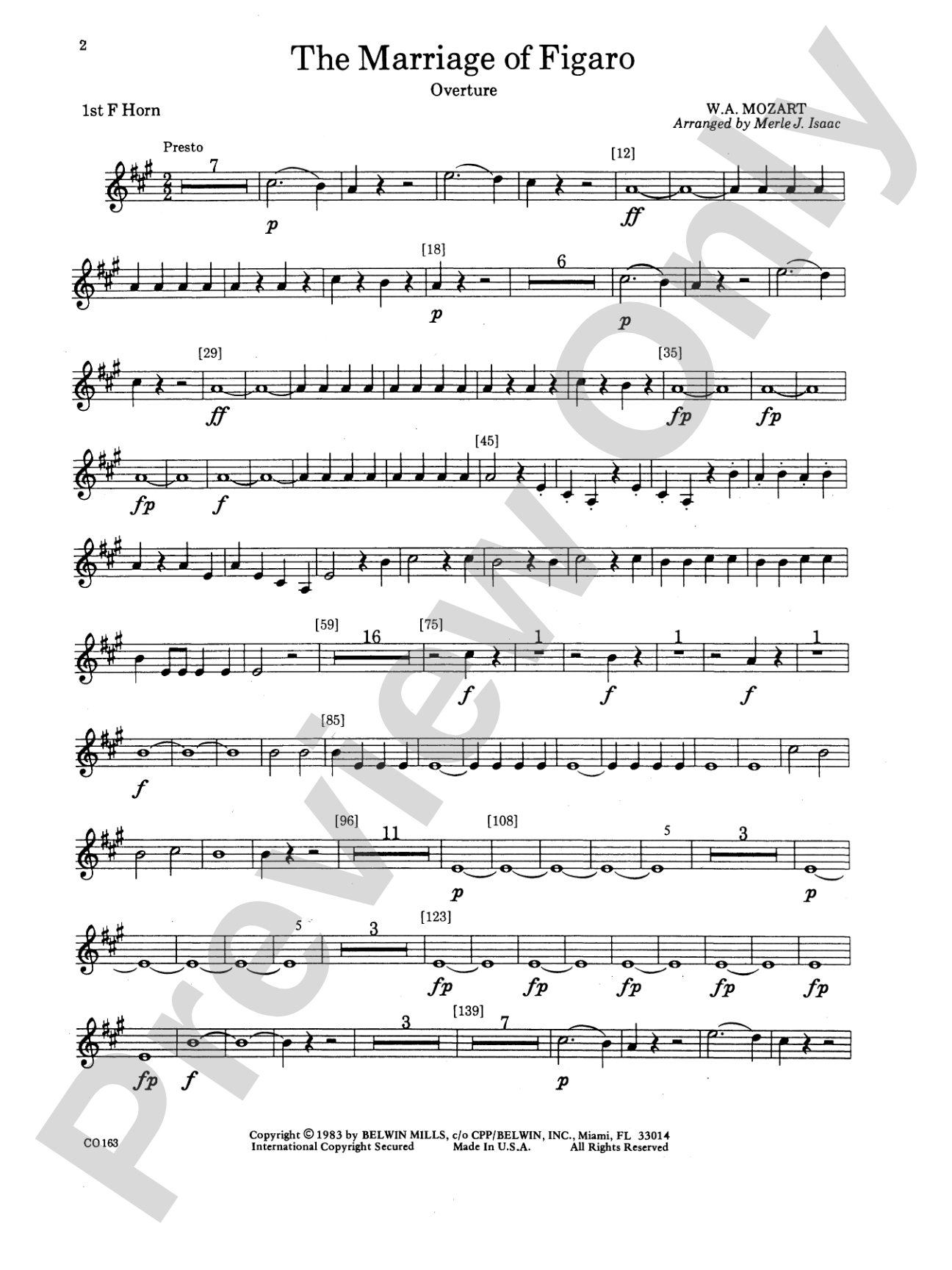 The Marriage of Figaro -- Overture: 1st F Horn