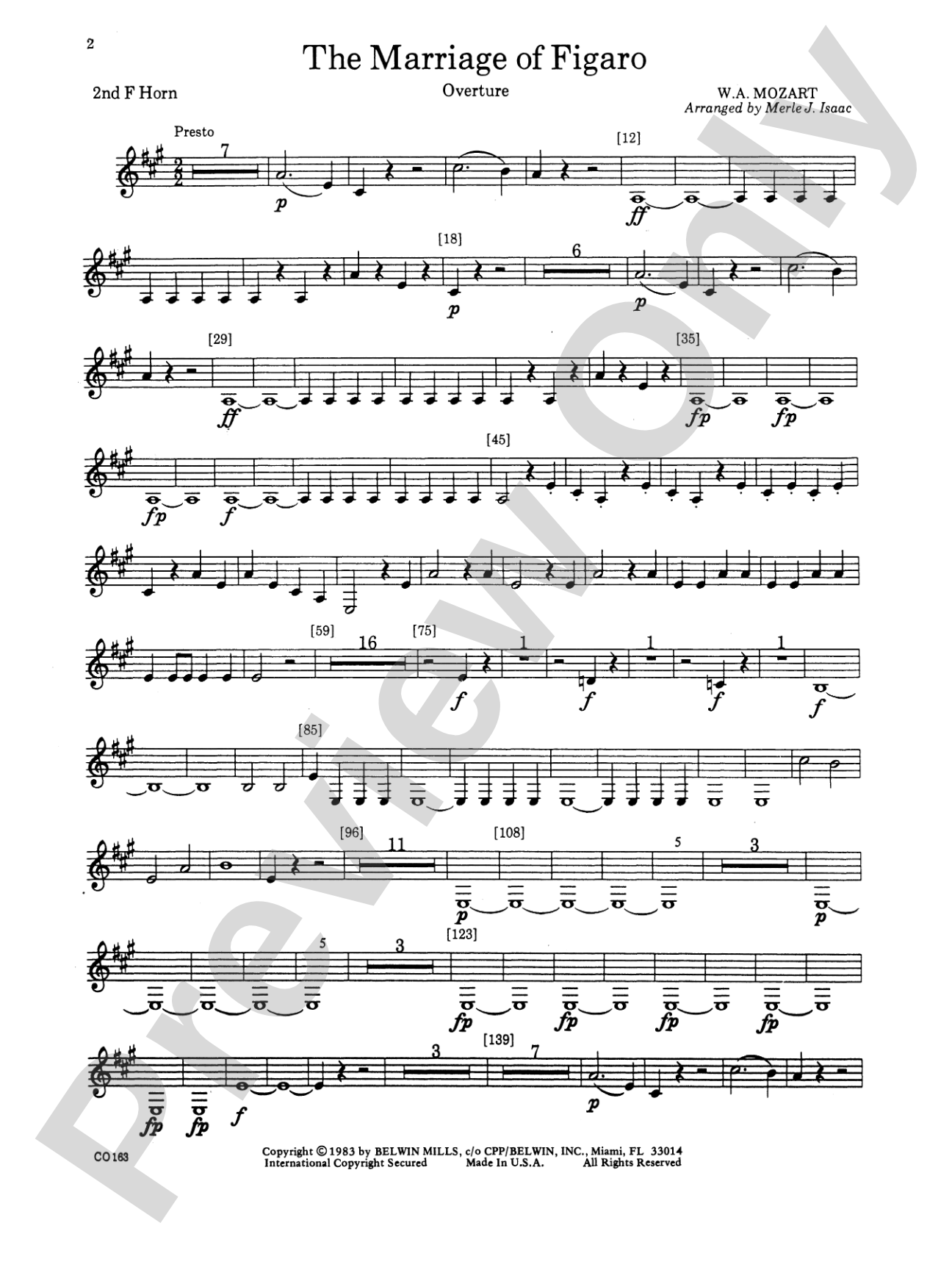 The Marriage of Figaro -- Overture: 2nd F Horn