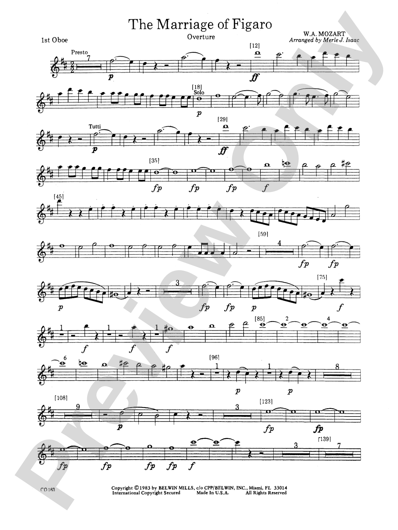 The Marriage of Figaro -- Overture: Oboe