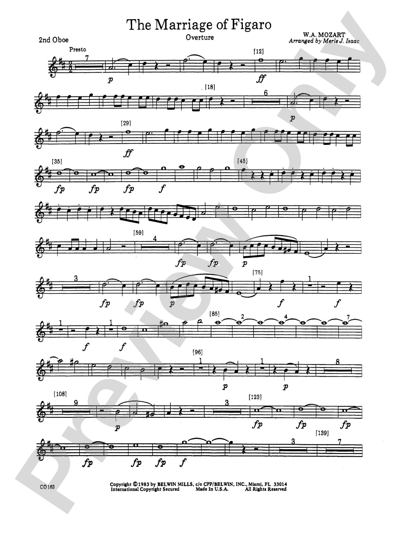 The Marriage of Figaro -- Overture: 2nd Oboe