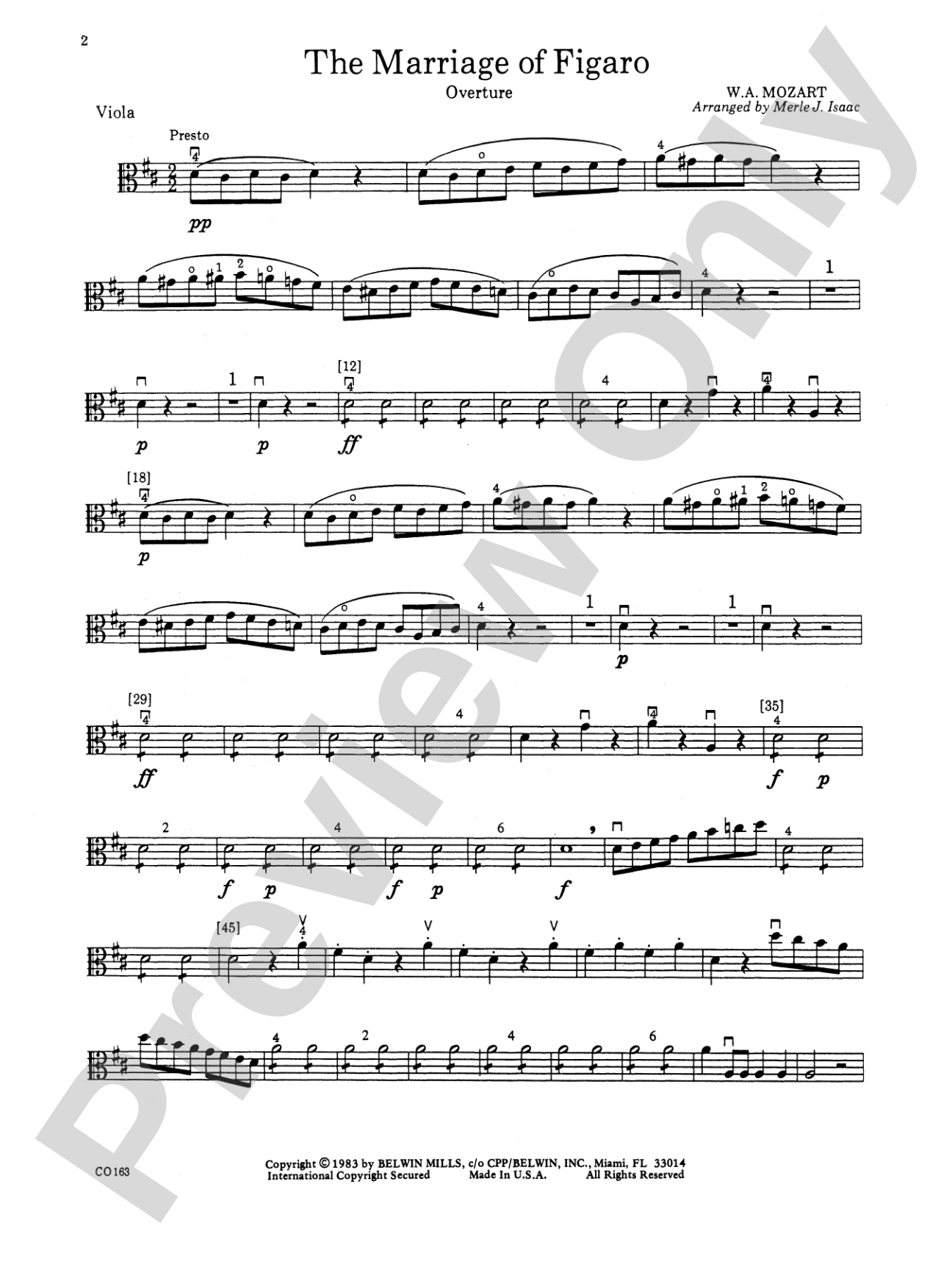 The Marriage of Figaro -- Overture: Viola