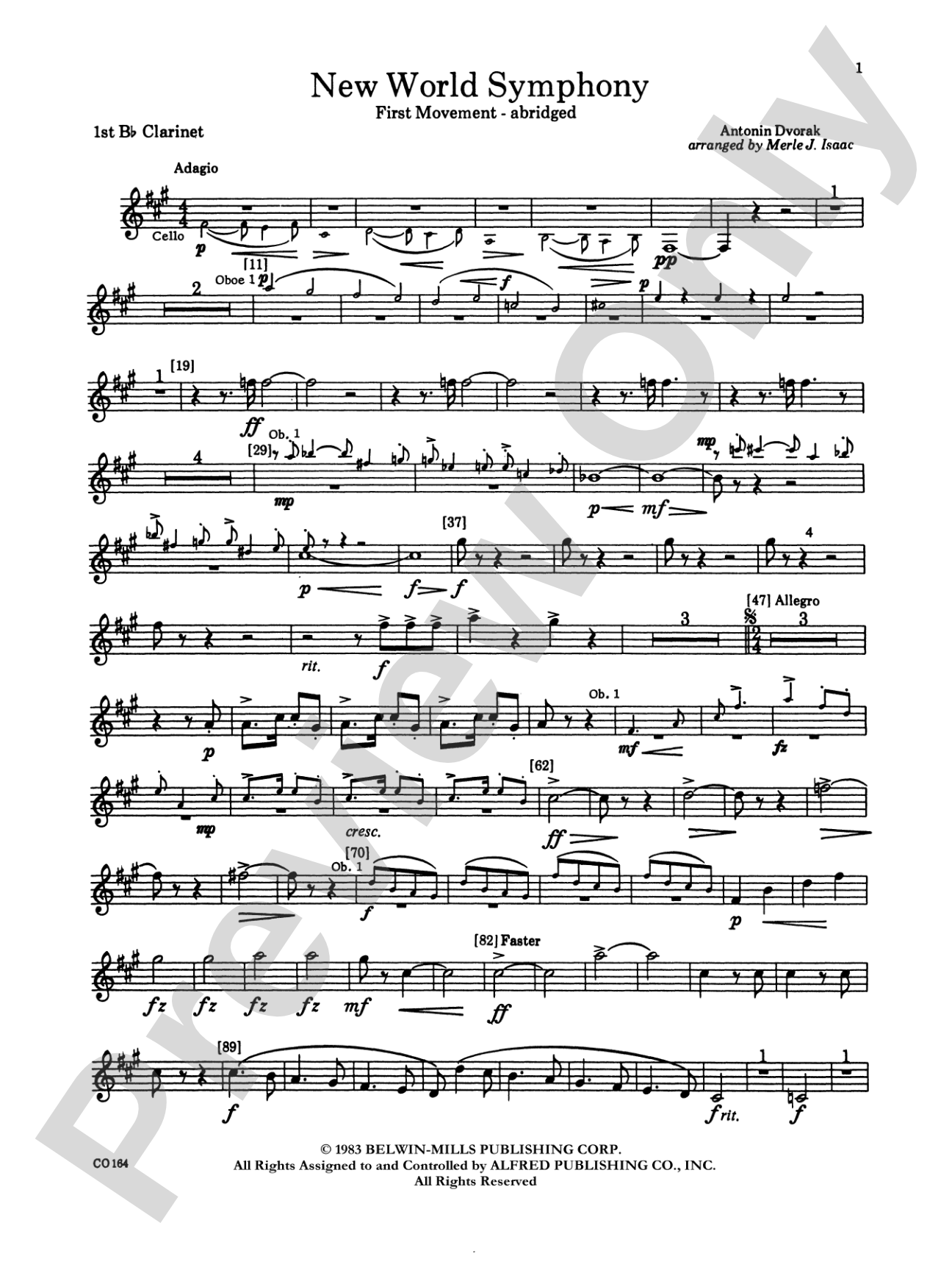 New World Symphony: 1st B-flat Clarinet