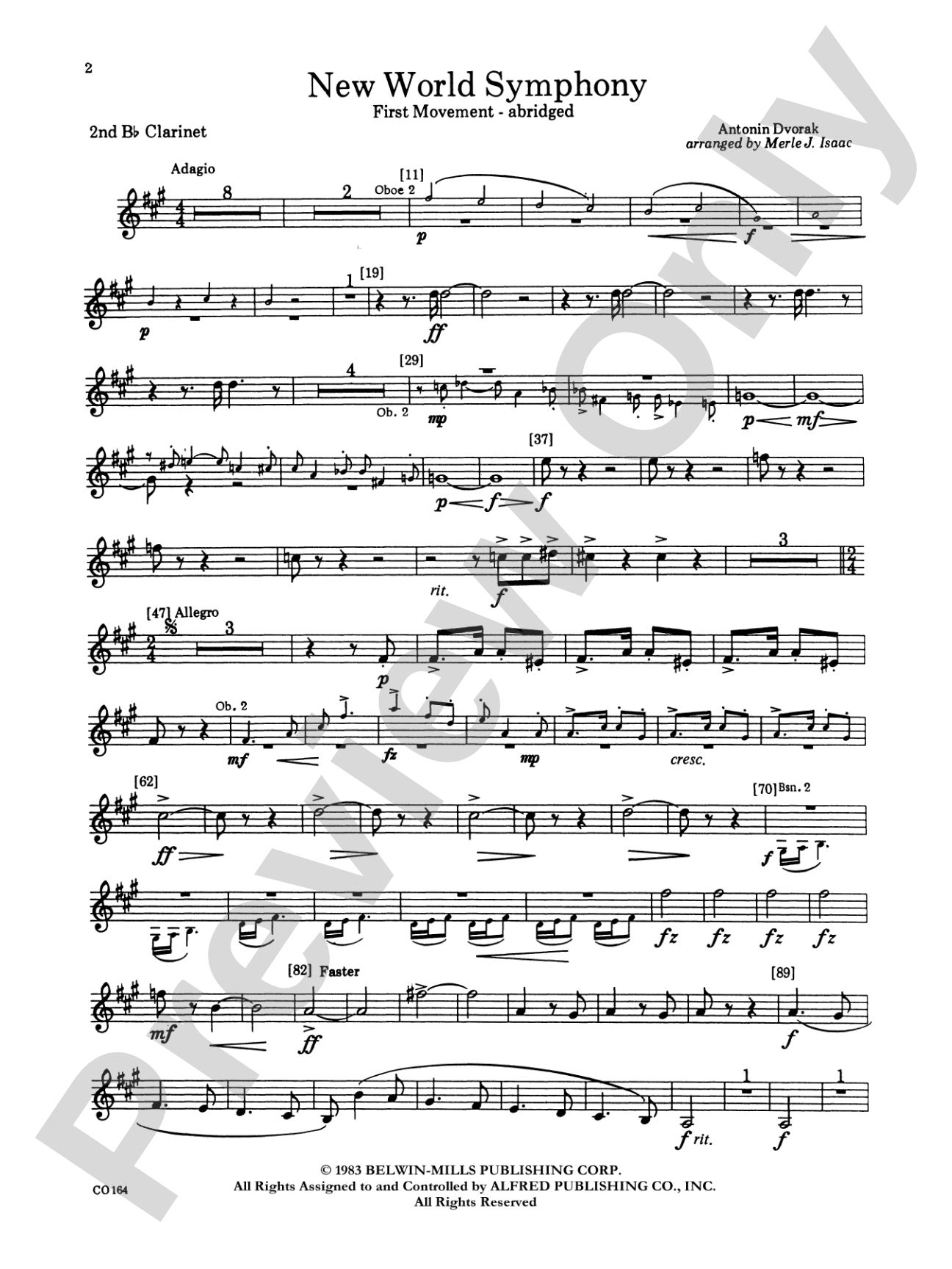 New World Symphony: 2nd B-flat Clarinet