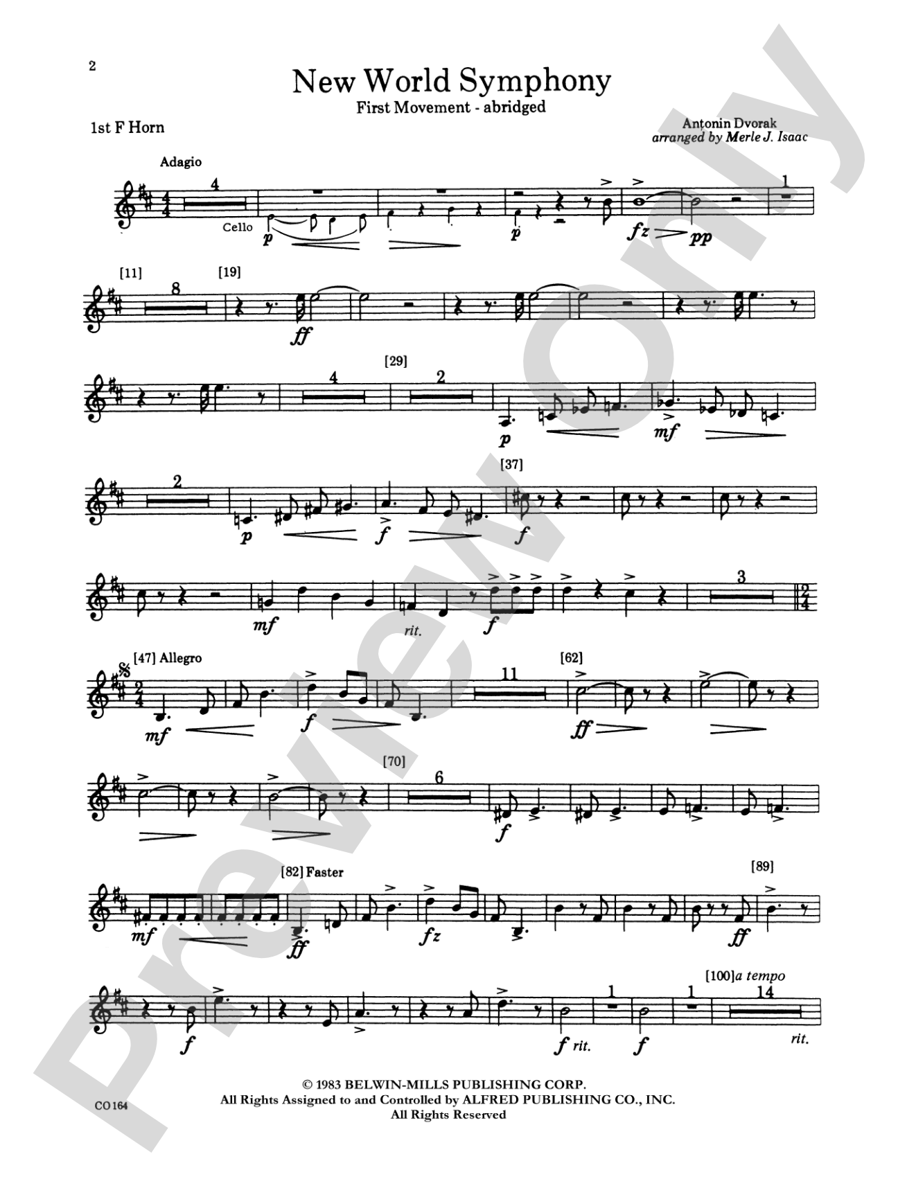 New World Symphony: 1st F Horn