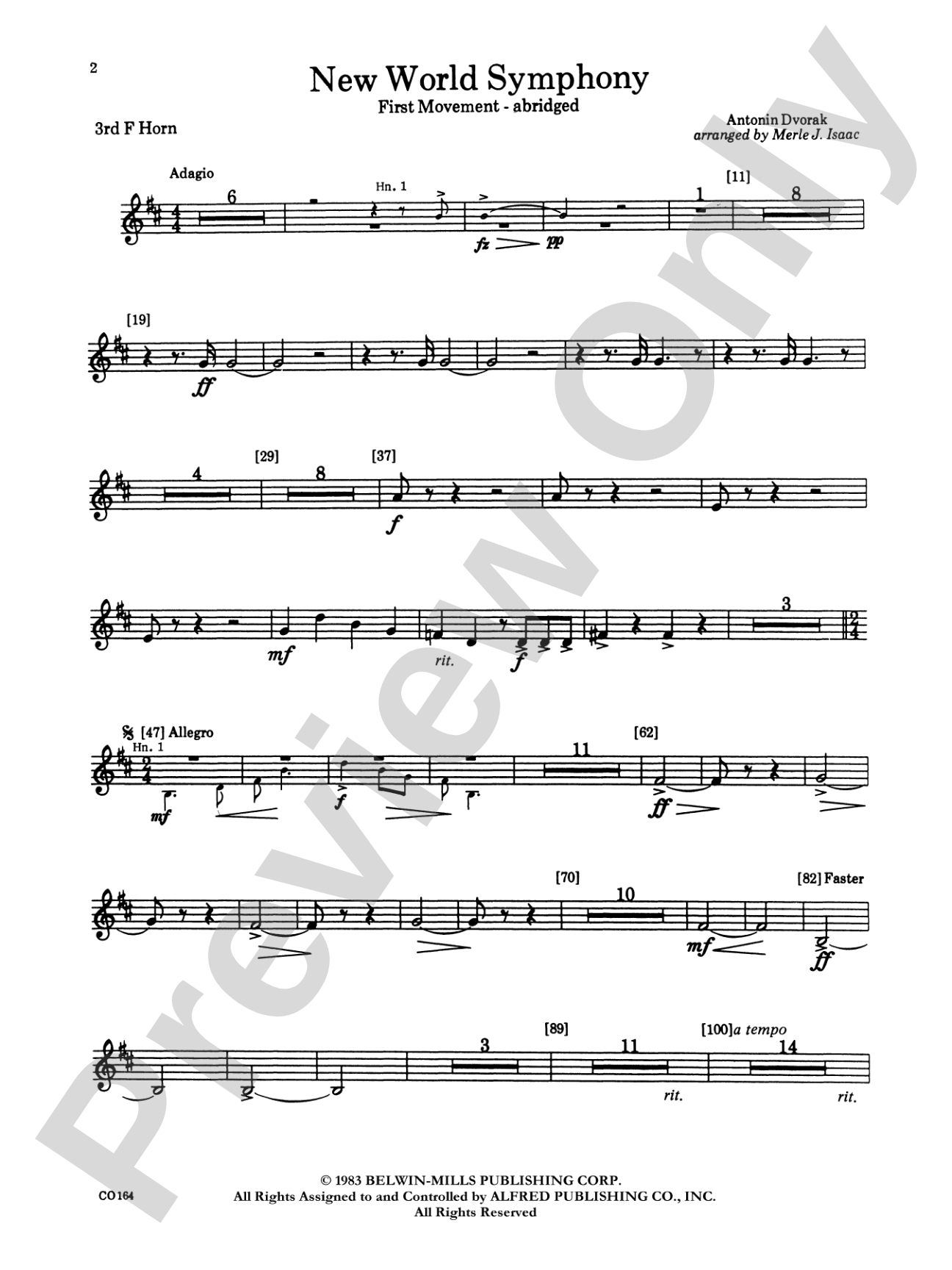New World Symphony: 3rd F Horn