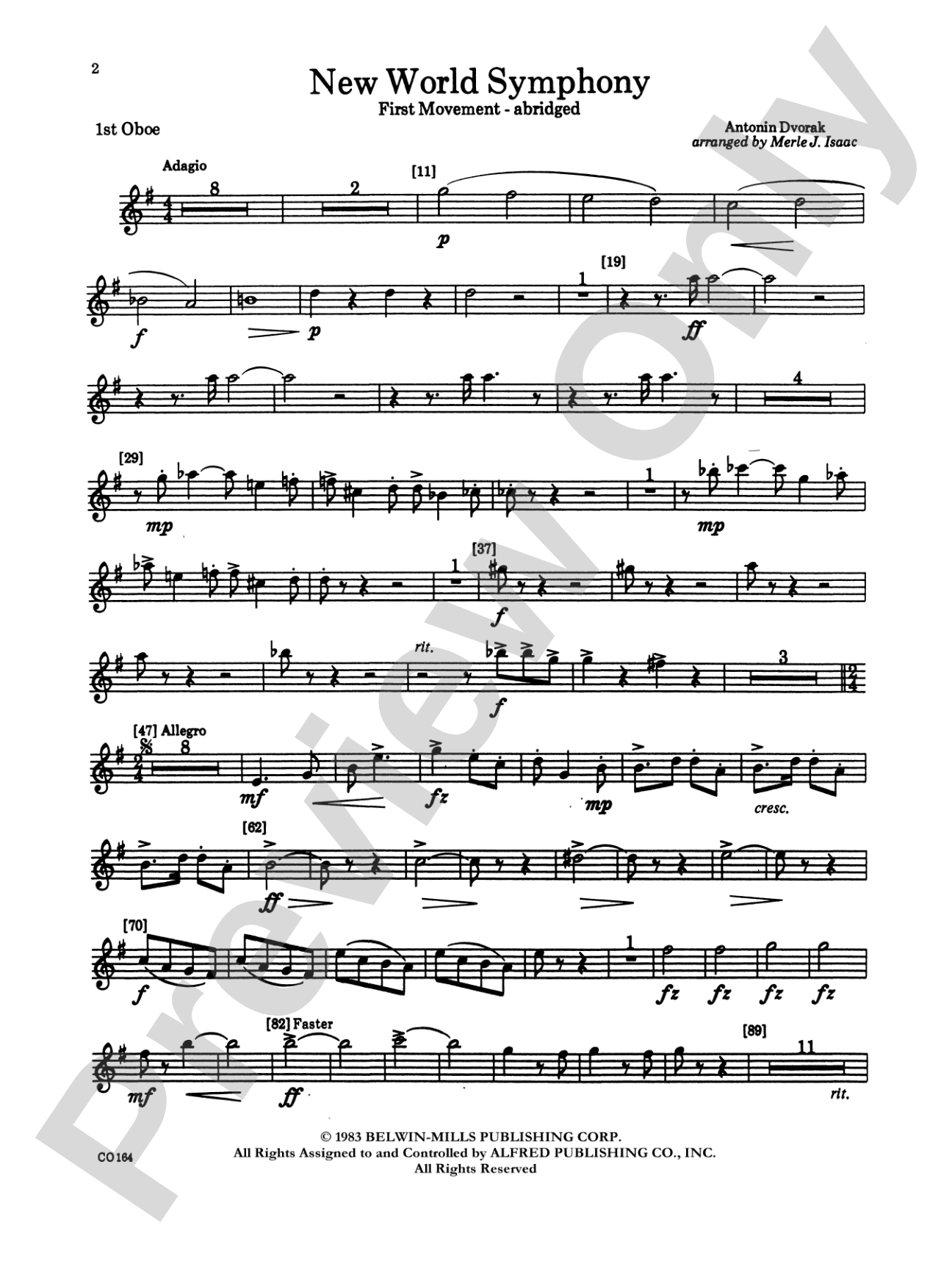 New World Symphony: Oboe