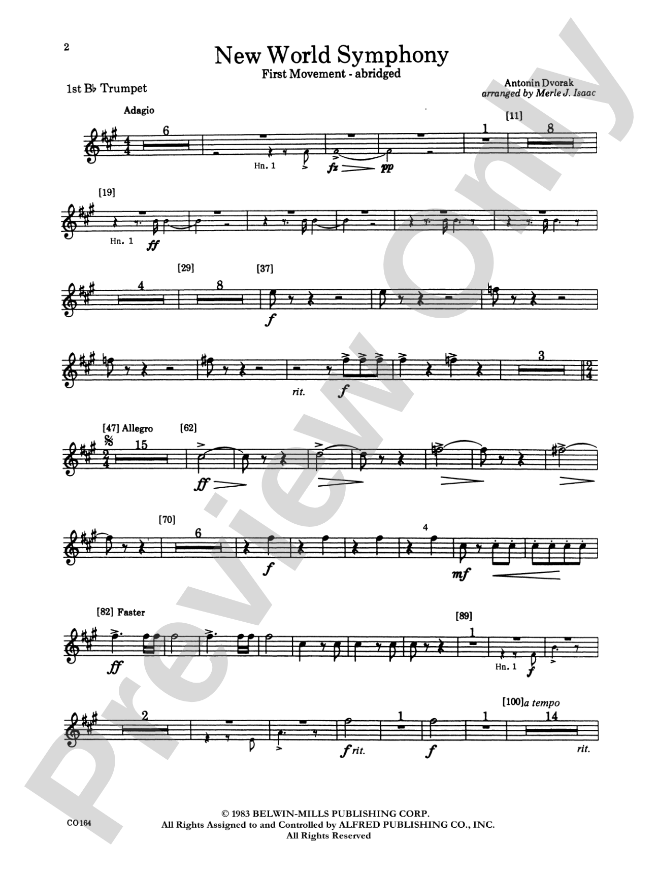 New World Symphony: 1st B-flat Trumpet